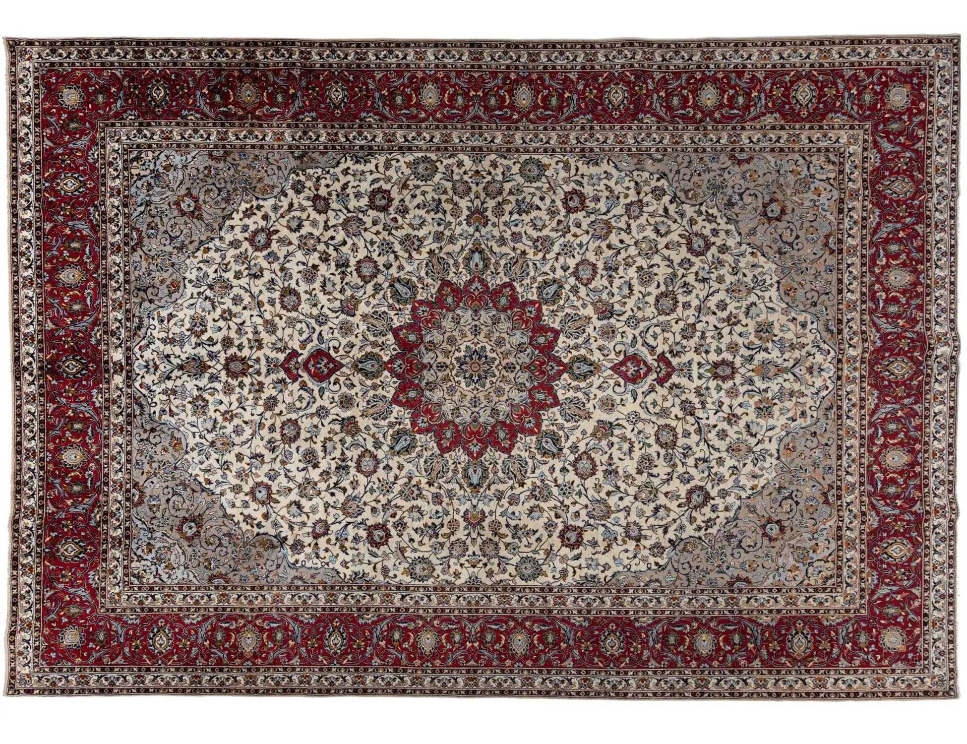 Beige Persan Kashmar Patina 390 x 299 cm - Tapis fait main unique
