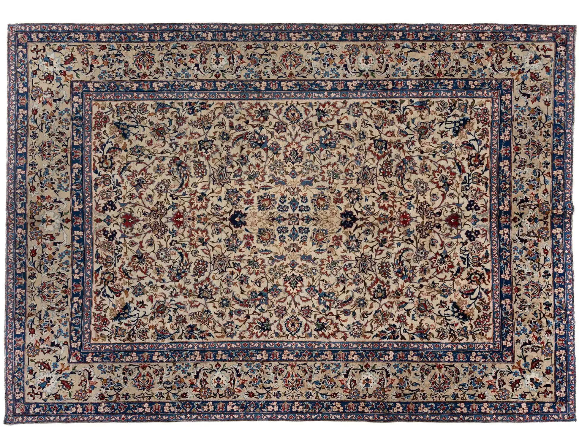 Beige Persiano Yazd Patina 420 x 295 cm - Tappeto unico fatto a mano