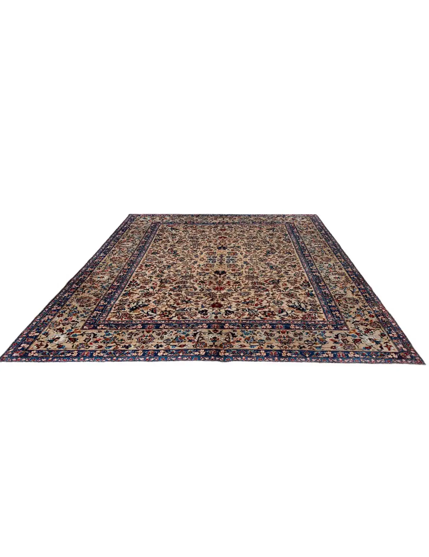 Beige Persiano Yazd Patina 420 x 295 cm - Tappeto unico fatto a mano