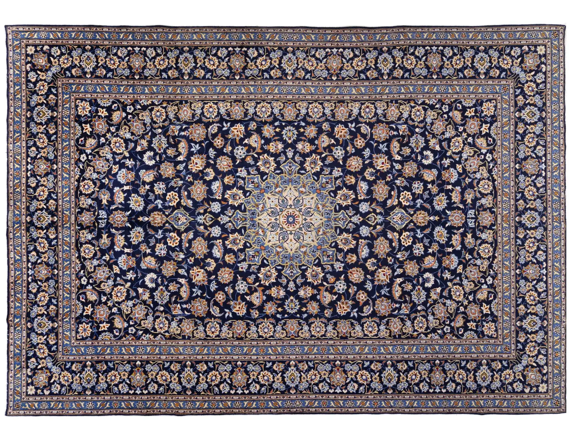 Blå persia Kashan Patina 400 x 293 cm - Unikt håndlaget teppe