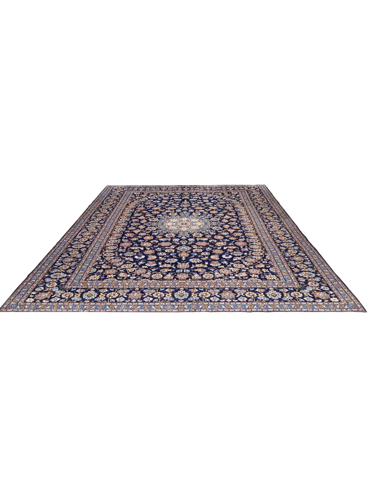 Blu Persiano Kashan Patina 400 x 293 cm - Tappeto unico fatto a mano