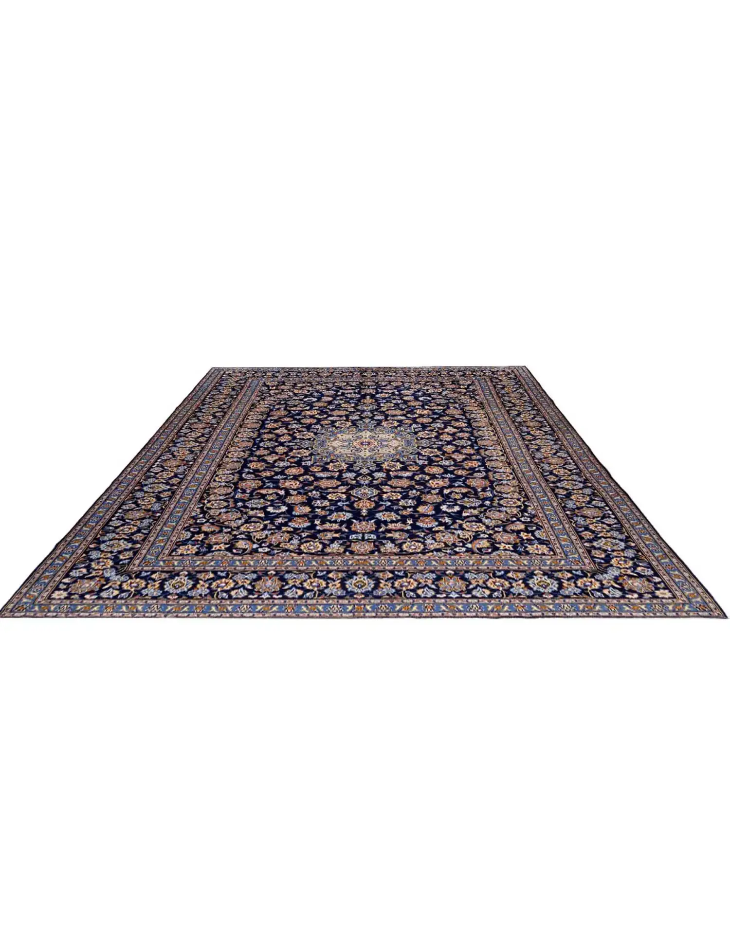 Blu Persiano Kashan Patina 400 x 293 cm - Tappeto unico fatto a mano