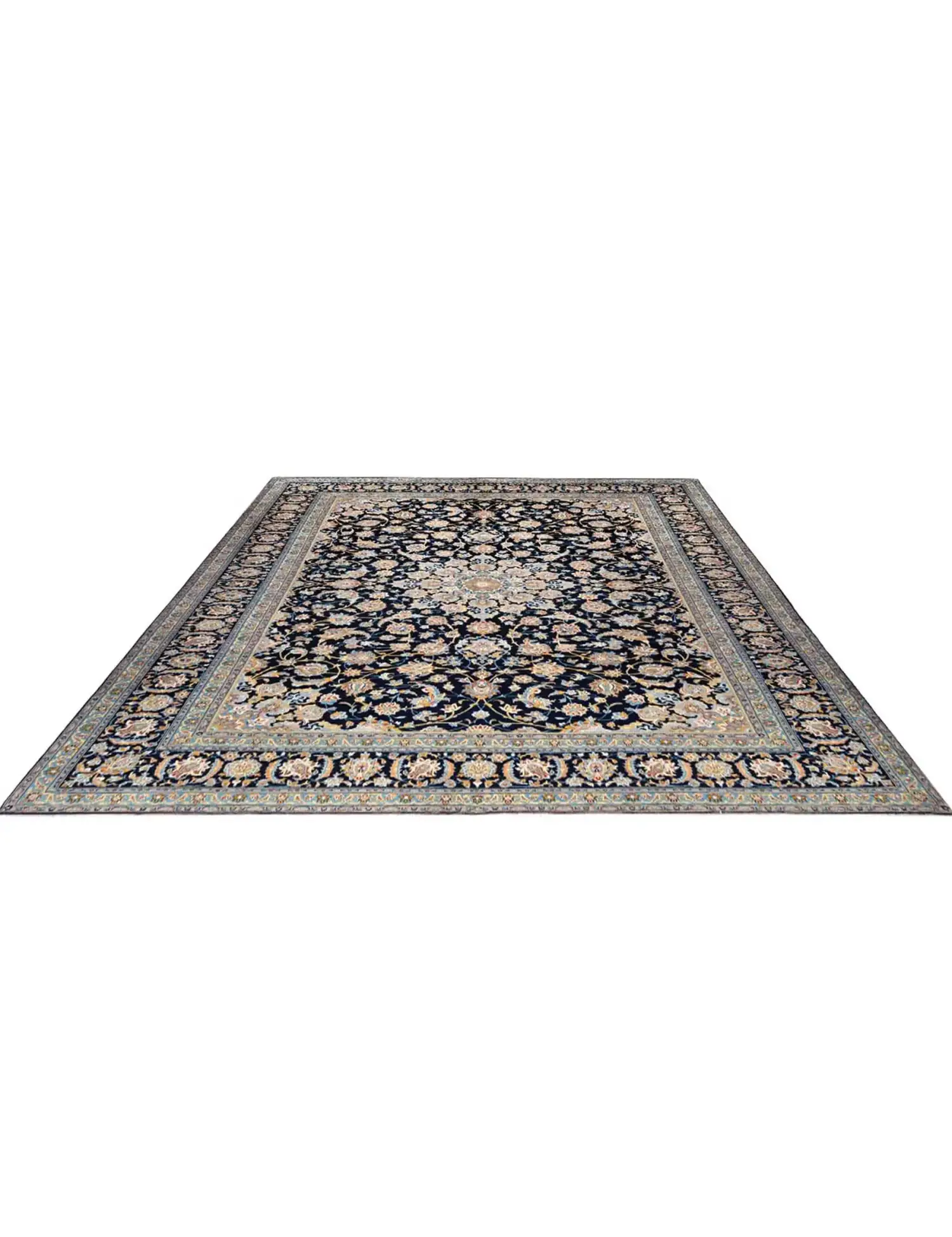 Sininen Persia Kashan Patina 402 x 293 cm - Ainutlaatuinen käsintehty matto