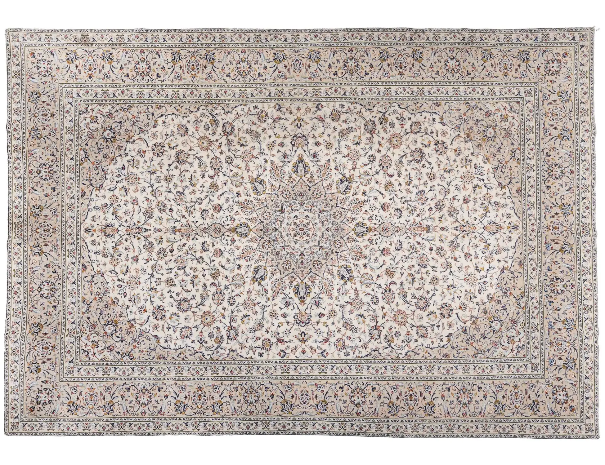 Beige Persan Kashan Patina 390 x 287 cm - Tapis fait main unique
