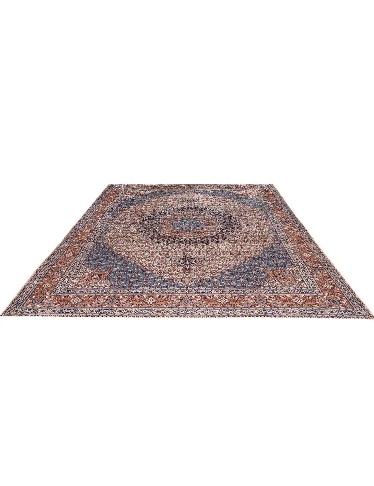 Bleu Persan Moud Patina 381 x 251 cm - Tapis fait main unique