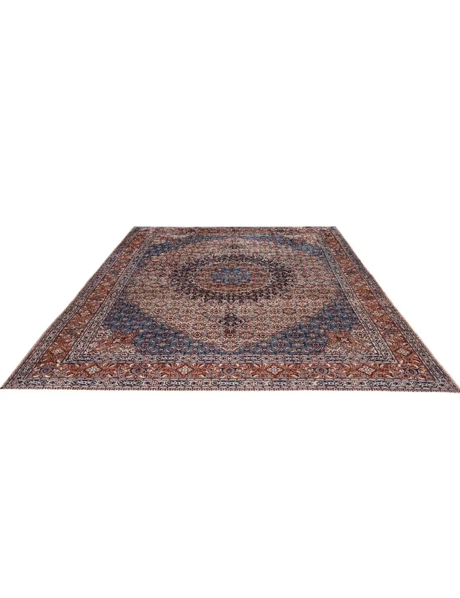 Bleu Persan Moud Patina 381 x 251 cm - Tapis fait main unique