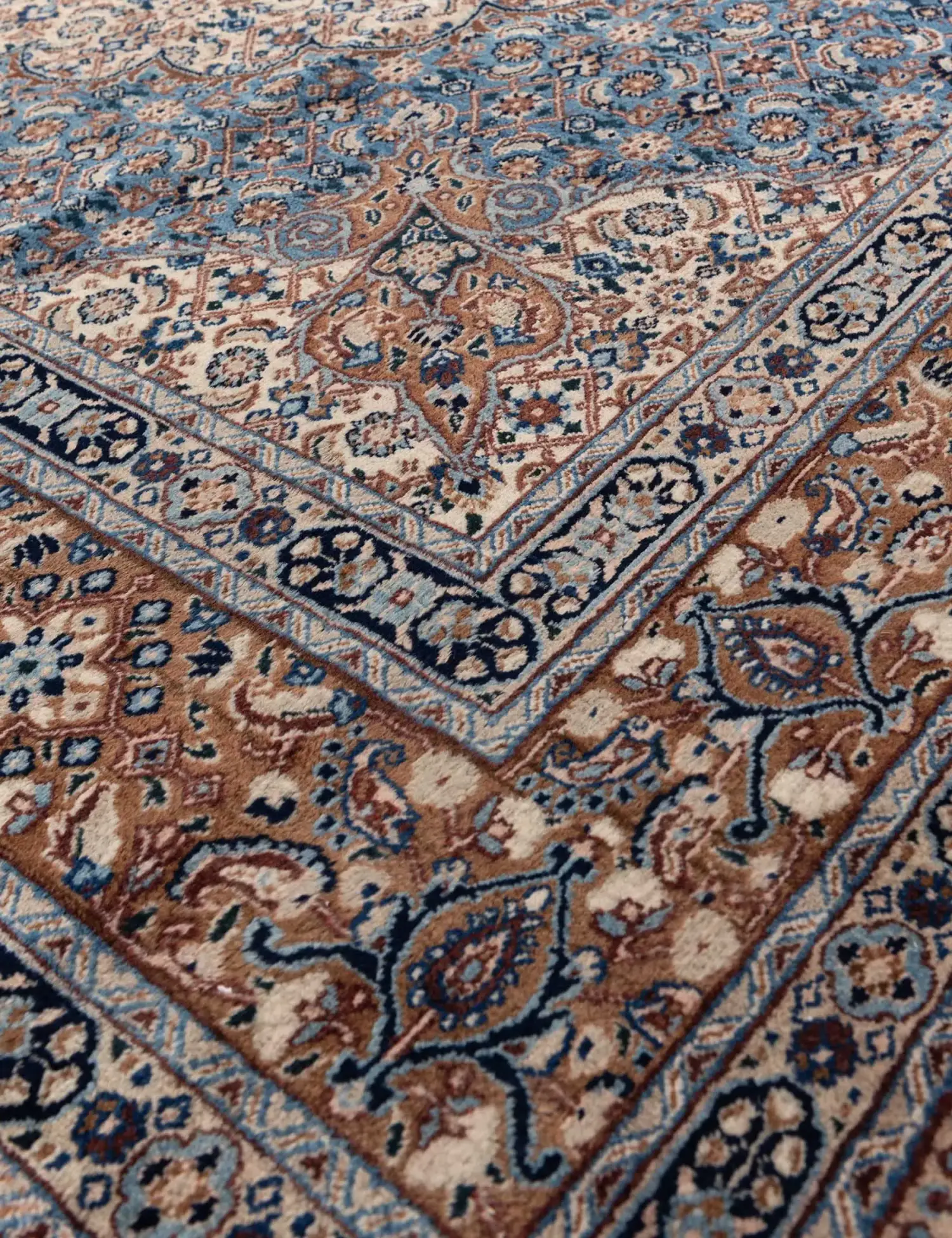 Bleu Persan Moud Patina 381 x 251 cm - Tapis fait main unique