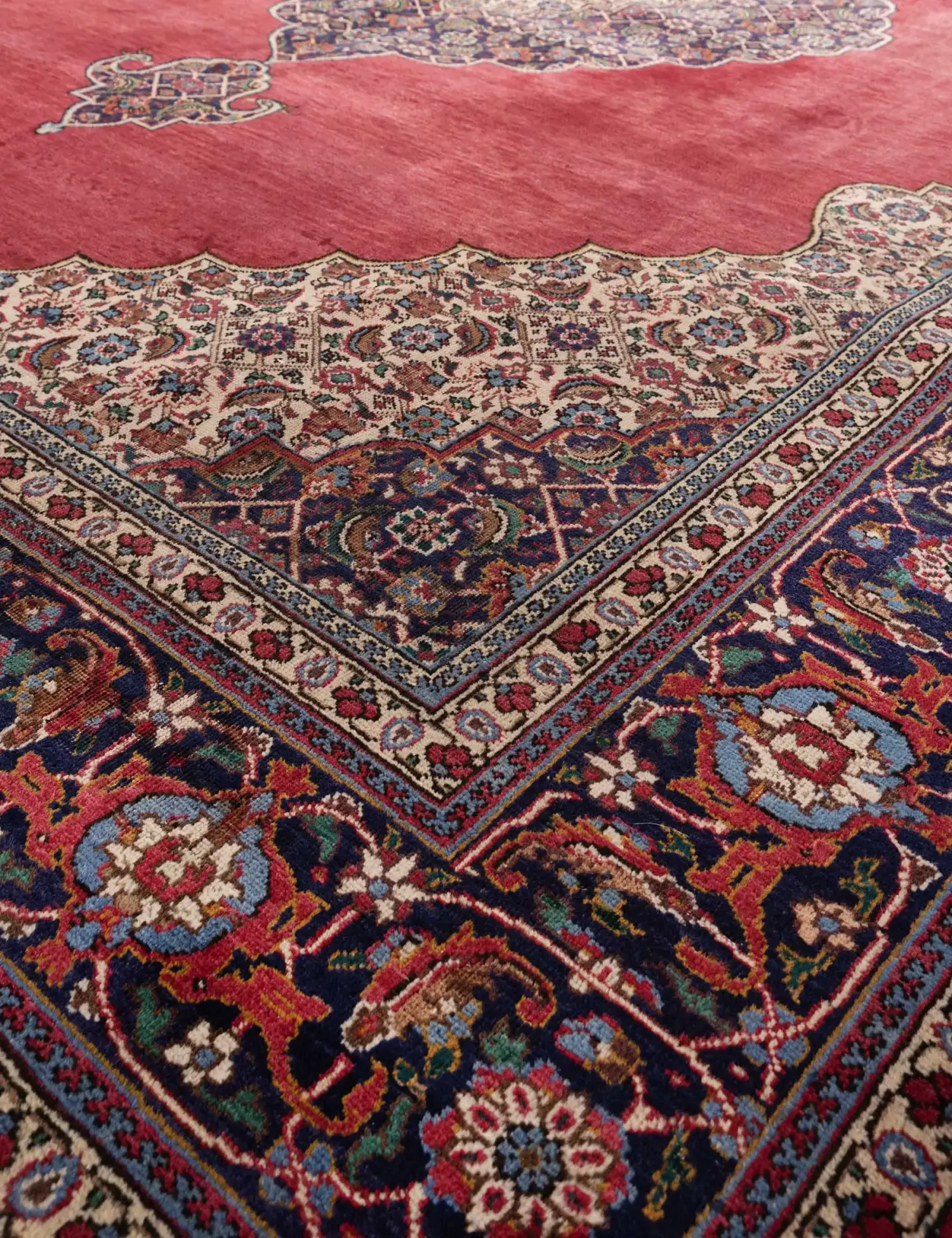 Rojo Persa Tabriz Patina 375 x 284 cm - Alfombra única hecha a mano