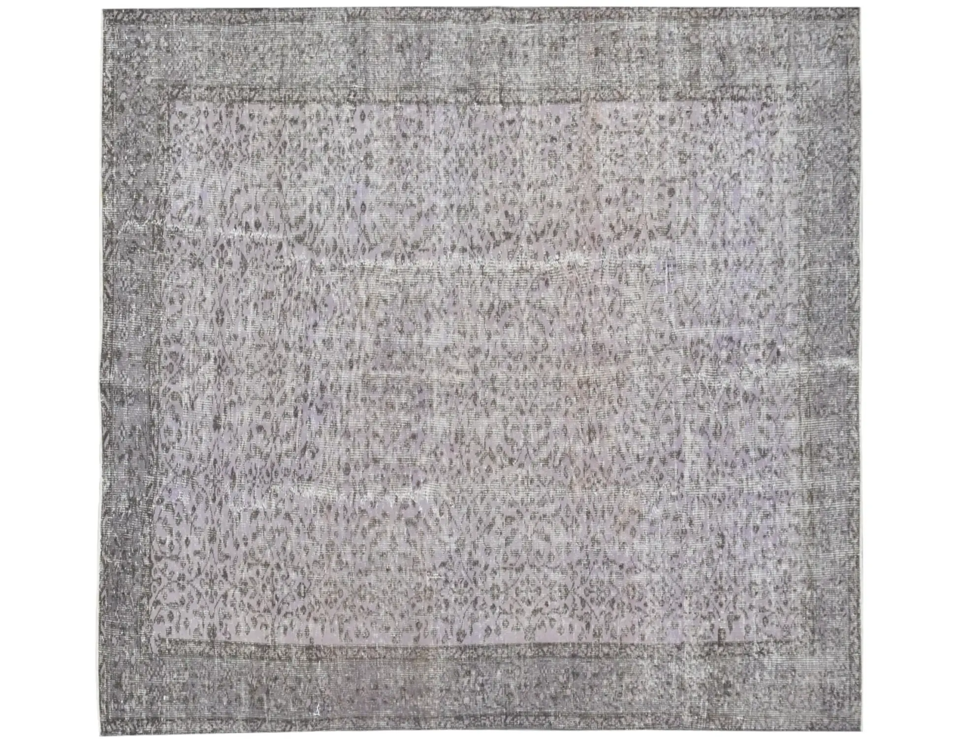 Grau Türkei Vintage Teppich 157 x 157 cm - Einzigartiger handgefertigter Teppich