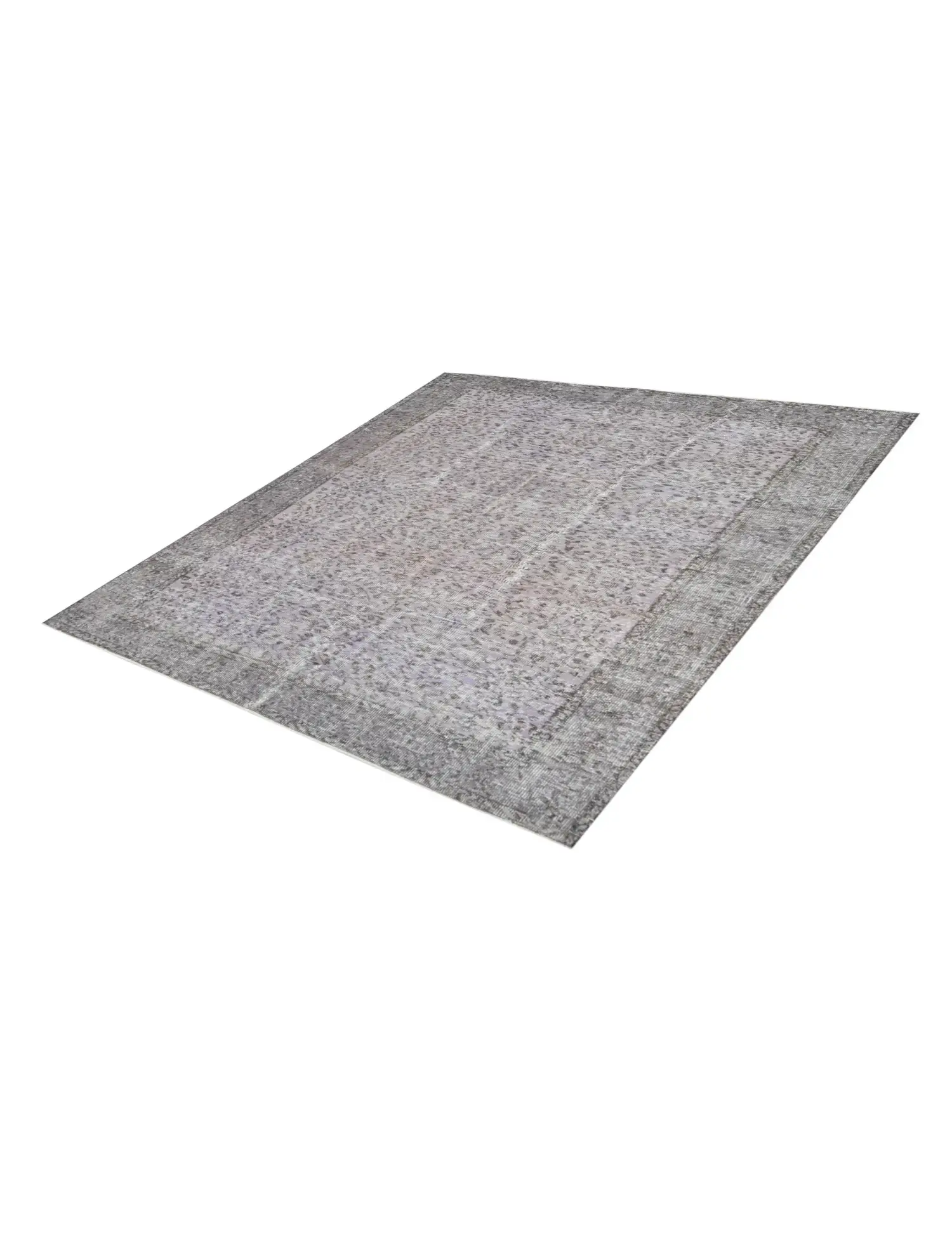 Grau Türkei Vintage Teppich 157 x 157 cm - Einzigartiger handgefertigter Teppich