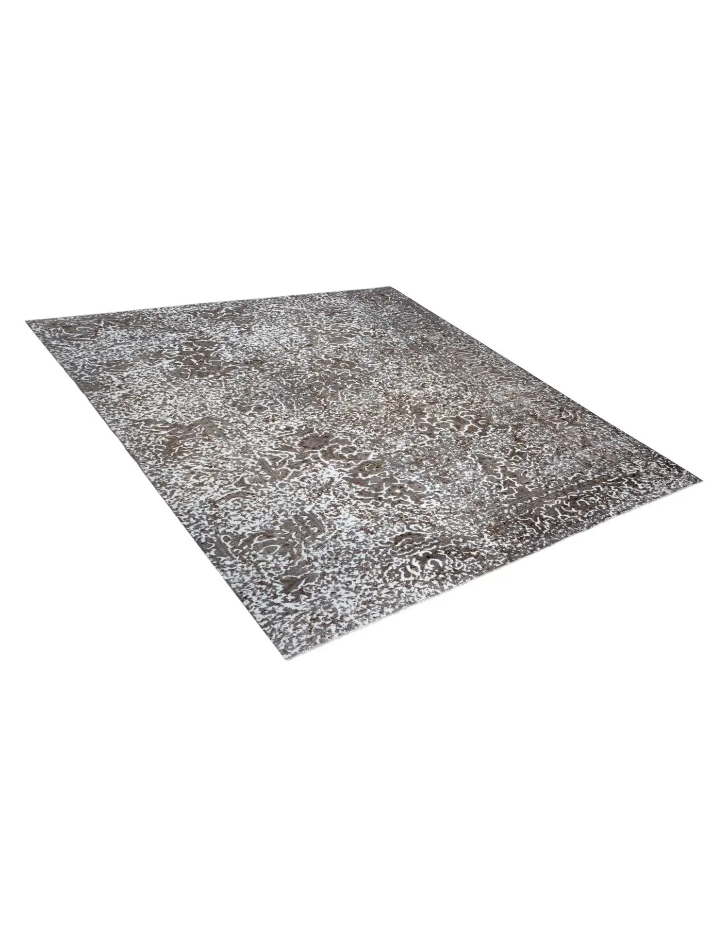 Grau Persien Persischer Vintage Teppich 228 x 228 cm - Einzigartiger handgefertigter Teppich