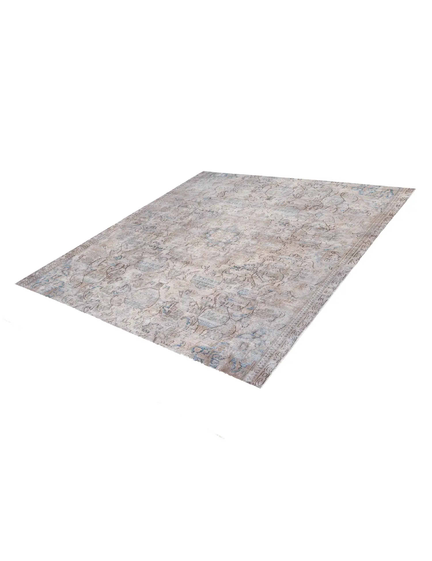 Grau Persien Persischer Vintage Teppich 210 x 210 cm - Einzigartiger handgefertigter Teppich