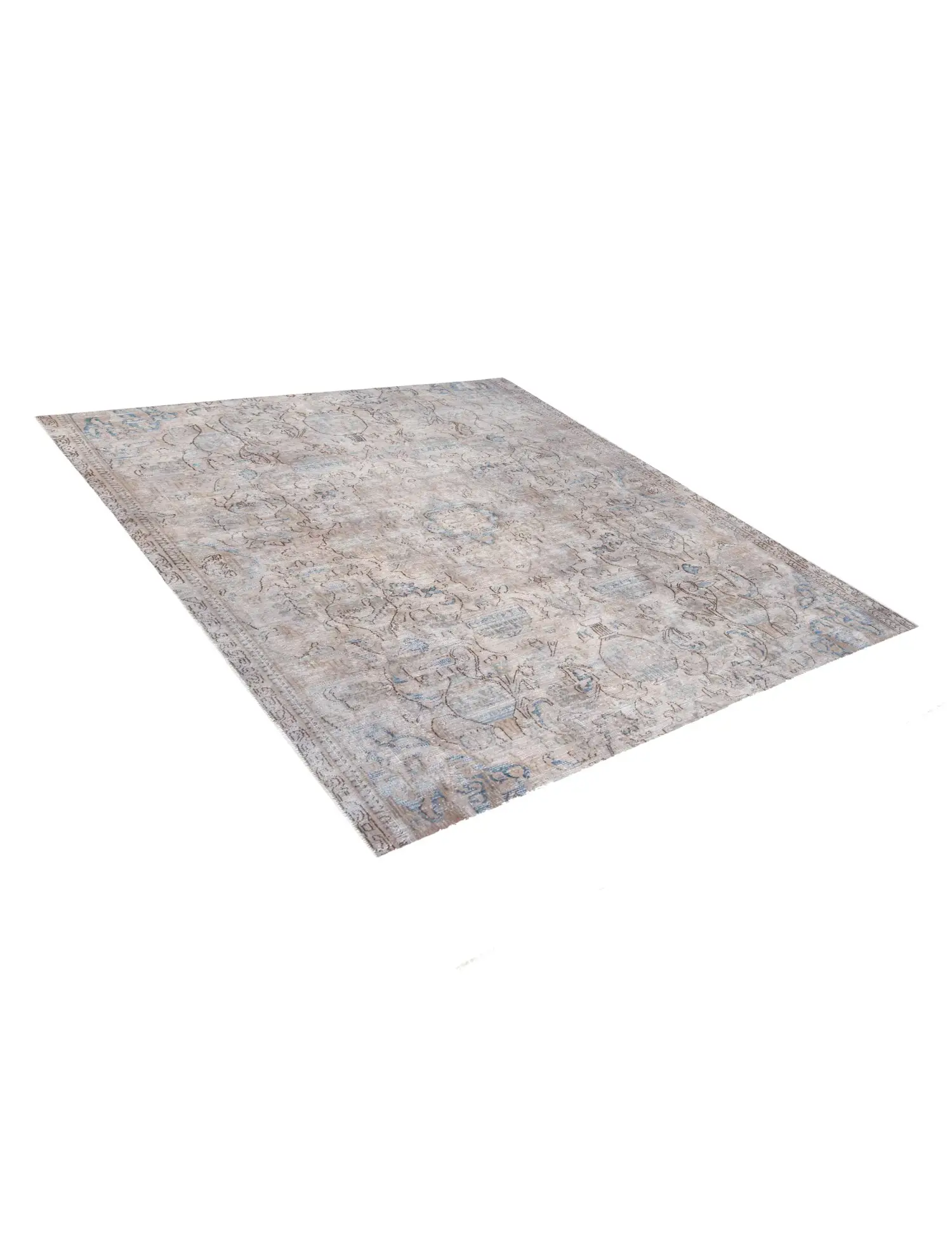 Grau Persien Persischer Vintage Teppich 210 x 210 cm - Einzigartiger handgefertigter Teppich