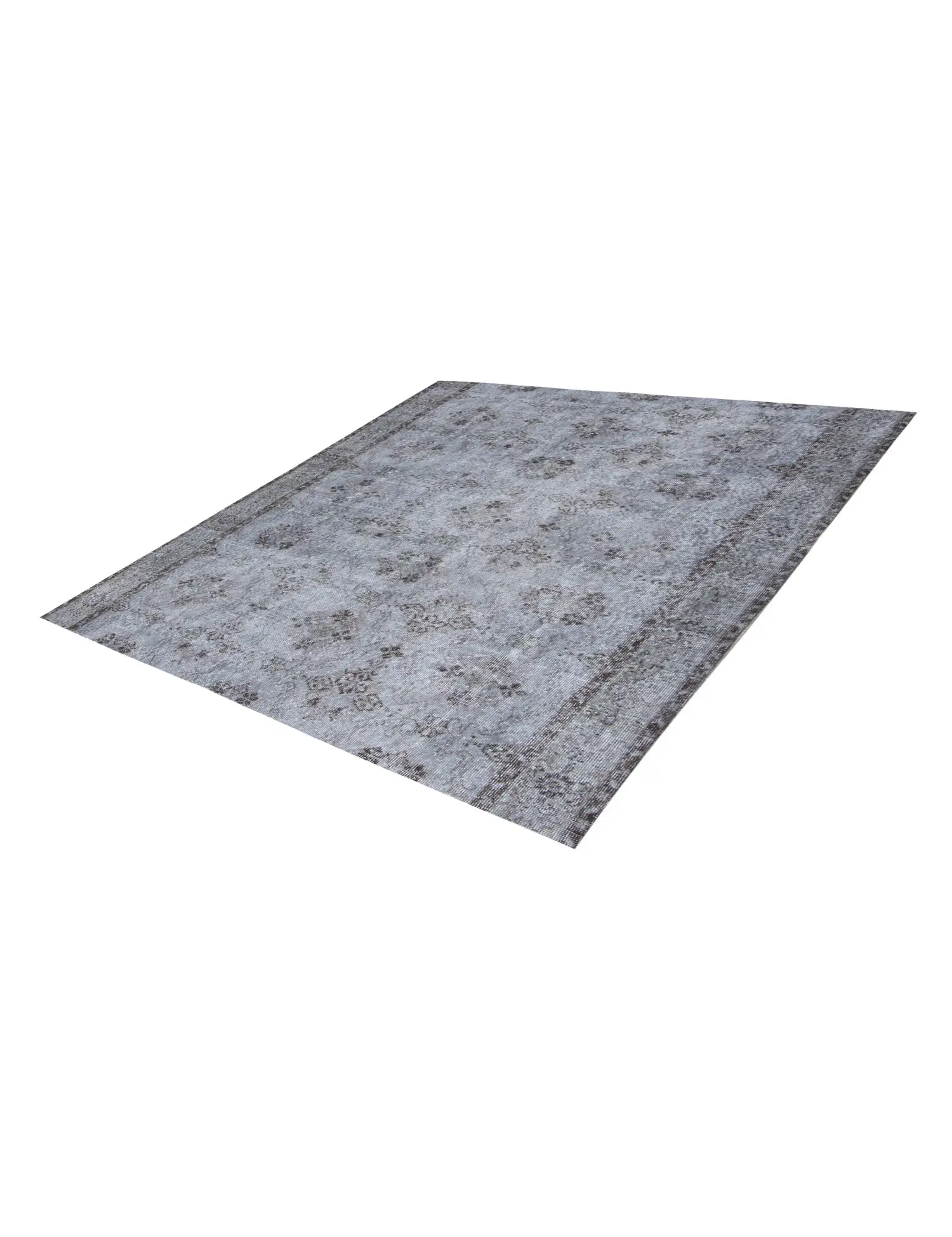 Grau Türkei Vintage Teppich 193 x 193 cm - Einzigartiger handgefertigter Teppich