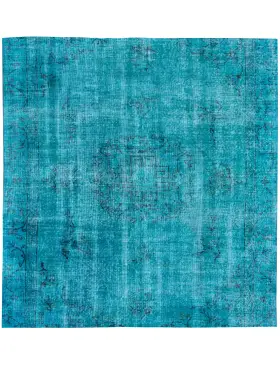 Blå Tyrkiet Vintagetæppe 180 x 180 cm