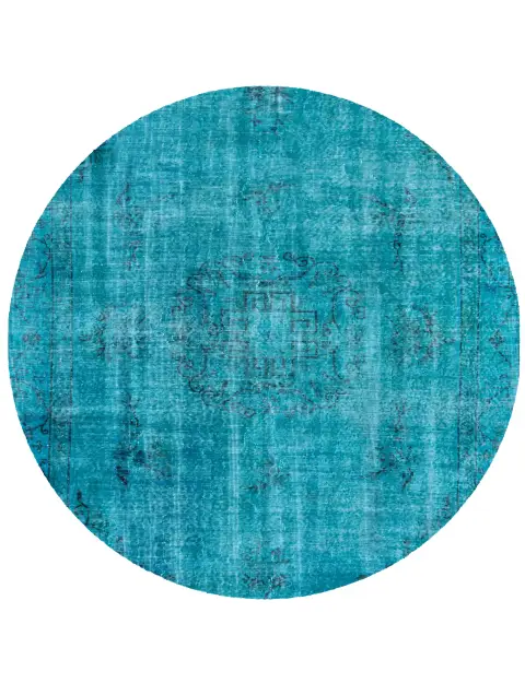 Blå Tyrkiet Vintagetæppe 180 x 180 cm
