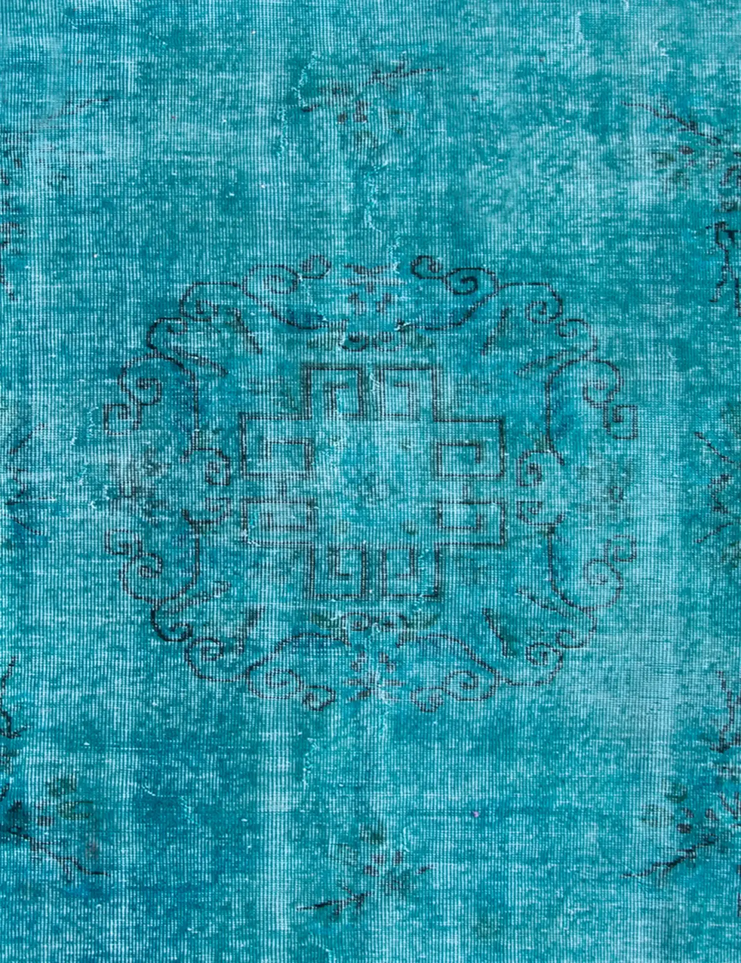 Blau Türkei Vintage Teppich 180 x 180 cm - Einzigartiger handgefertigter Teppich