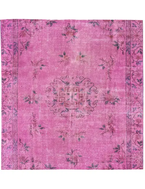 Rosa Turkiet vintage matta 180 x 180 cm