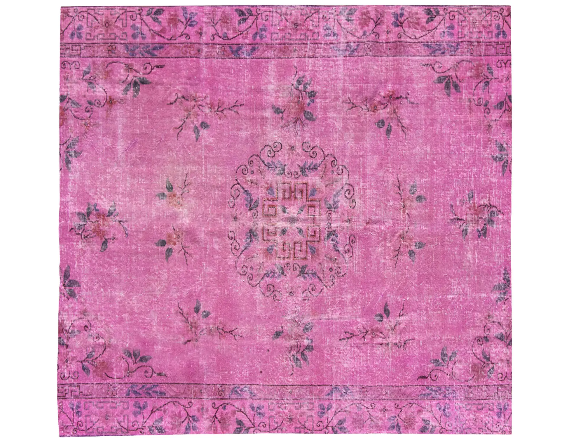 Rosa Türkei Vintage Teppich 180 x 180 cm - Einzigartiger handgefertigter Teppich