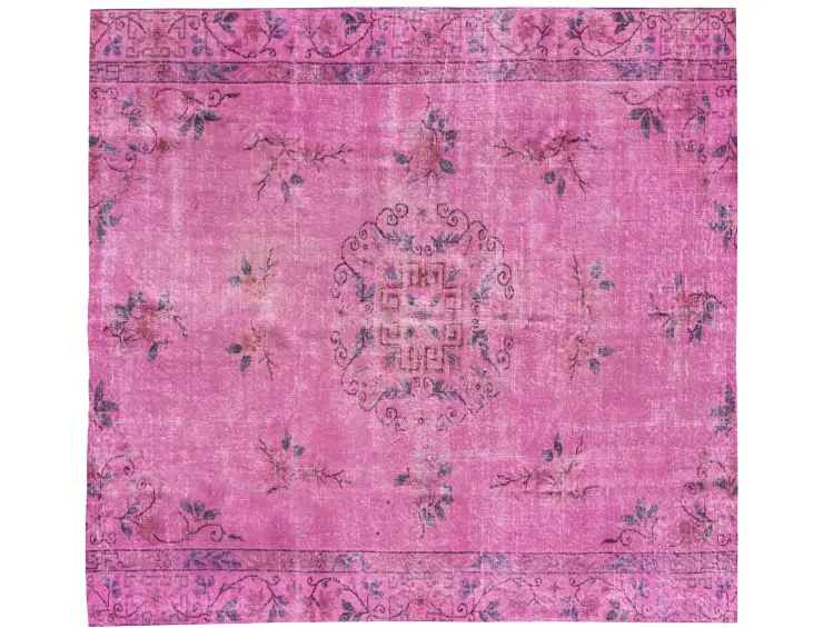 Rosa Türkei Vintage Teppich 180 x 180 cm