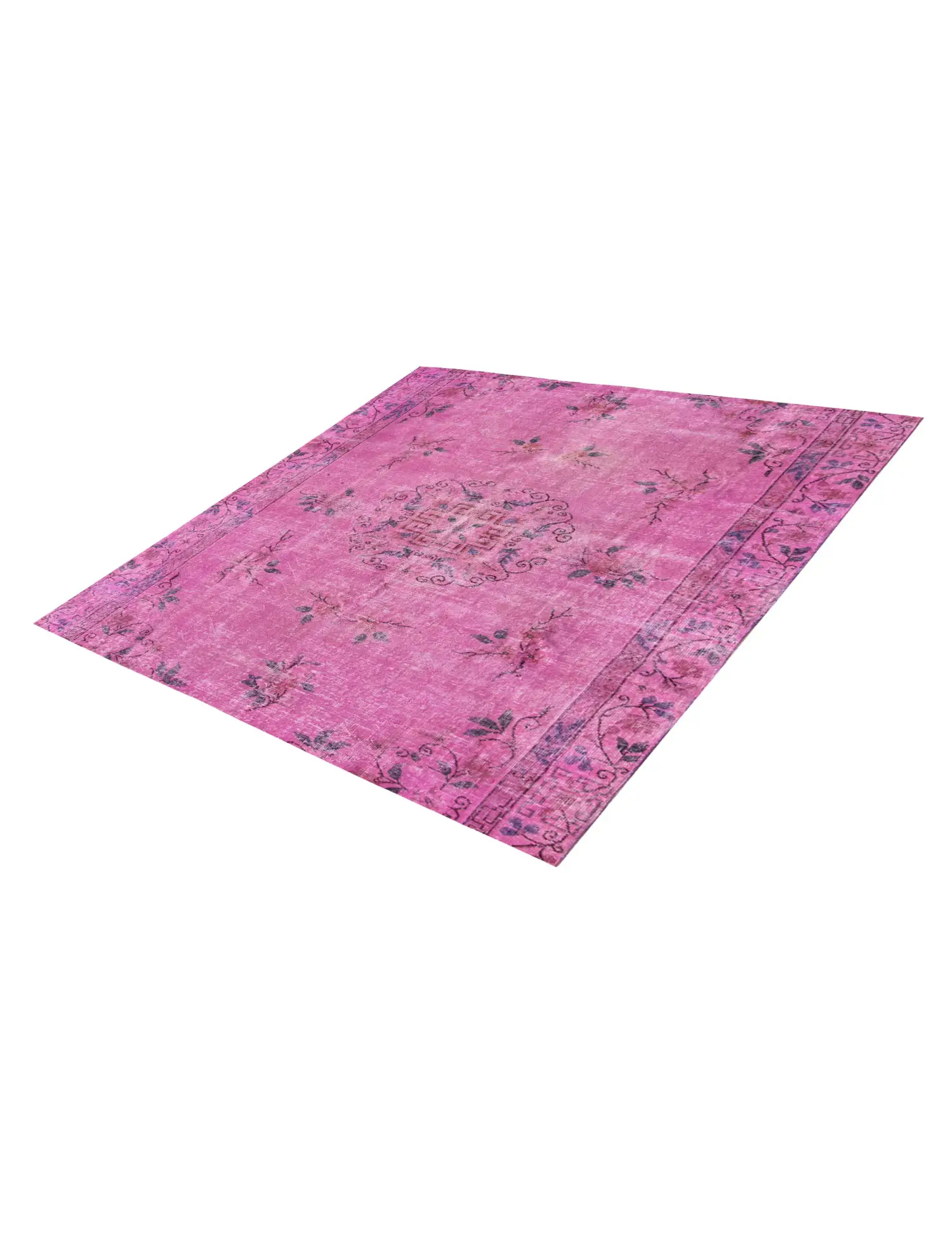 Rosa Türkei Vintage Teppich 180 x 180 cm - Einzigartiger handgefertigter Teppich