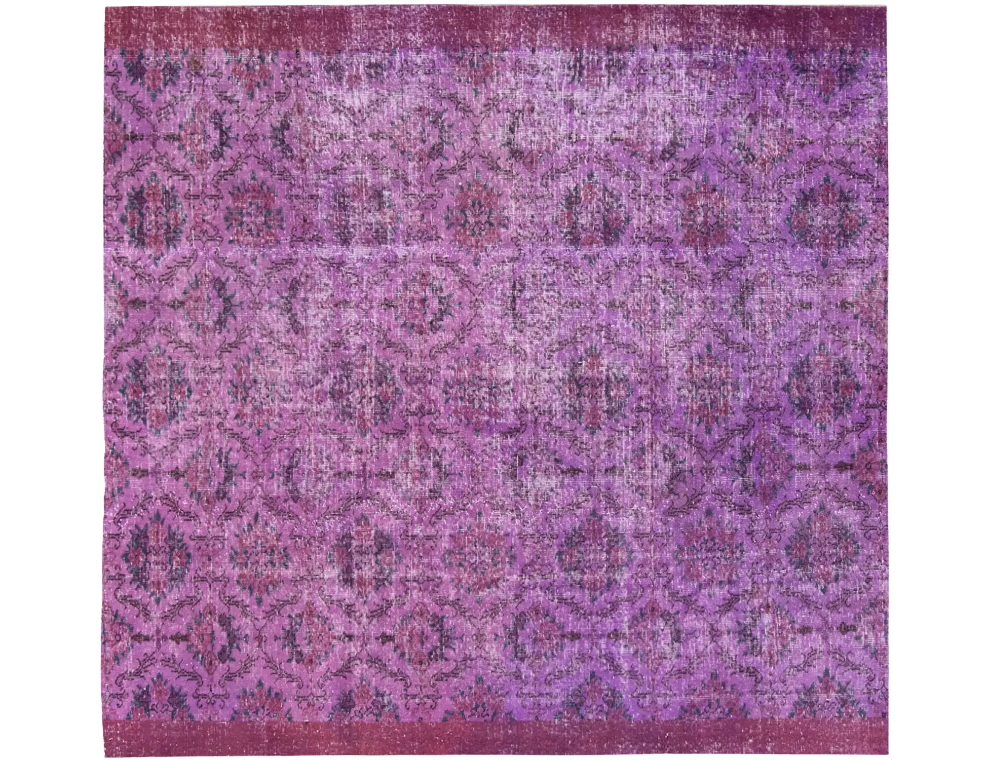 Lila Türkei Vintage Teppich 203 x 203 cm - Einzigartiger handgefertigter Teppich