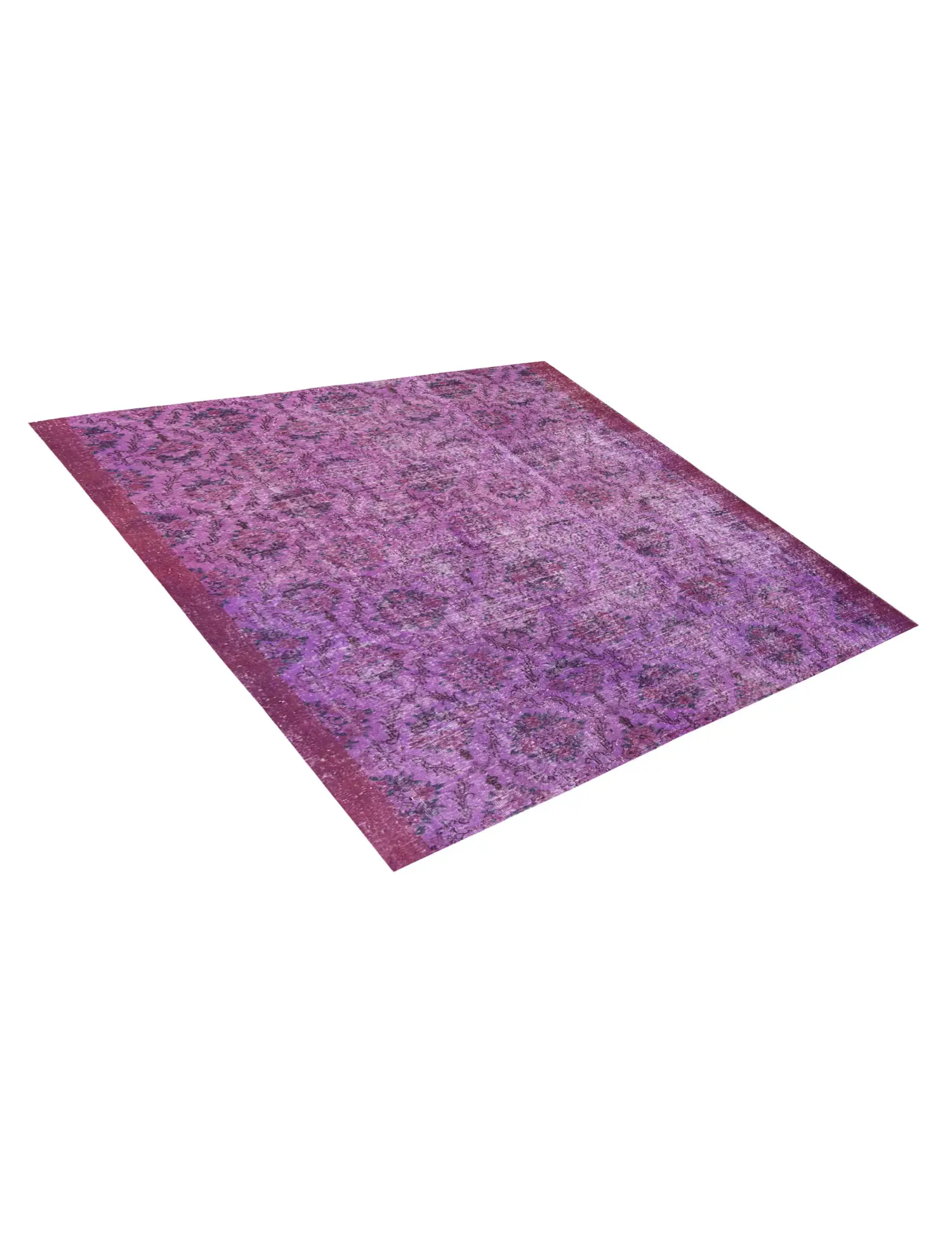 Lila Türkei Vintage Teppich 203 x 203 cm - Einzigartiger handgefertigter Teppich