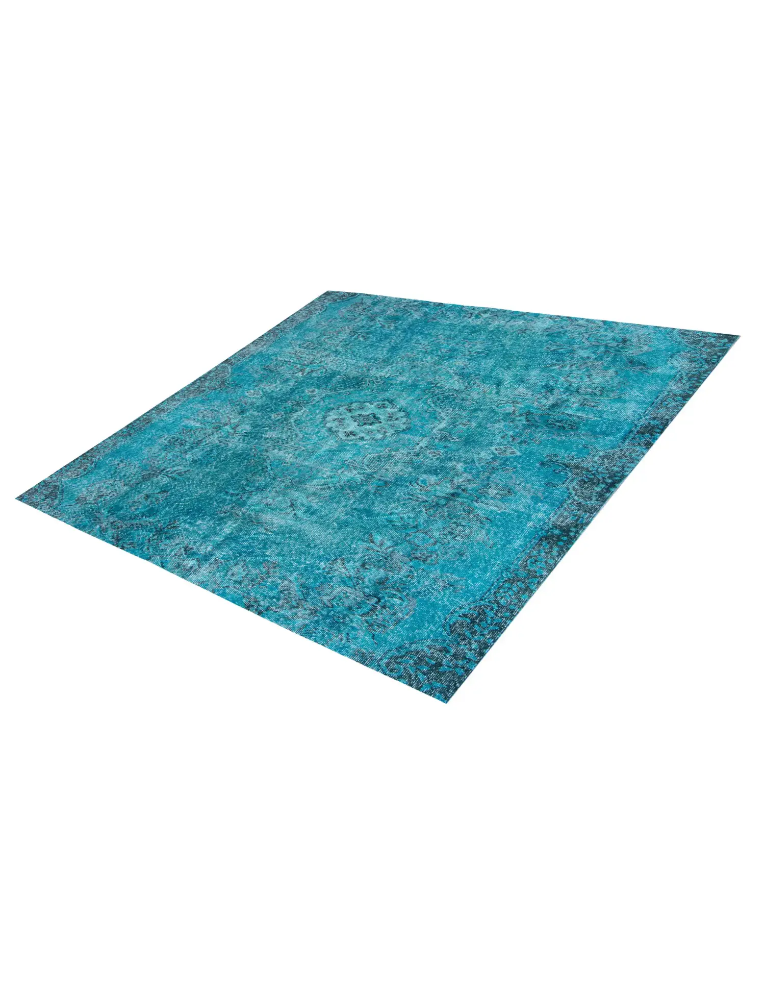 Türkis Türkei Vintage Teppich 168 x 168 cm - Einzigartiger handgefertigter Teppich
