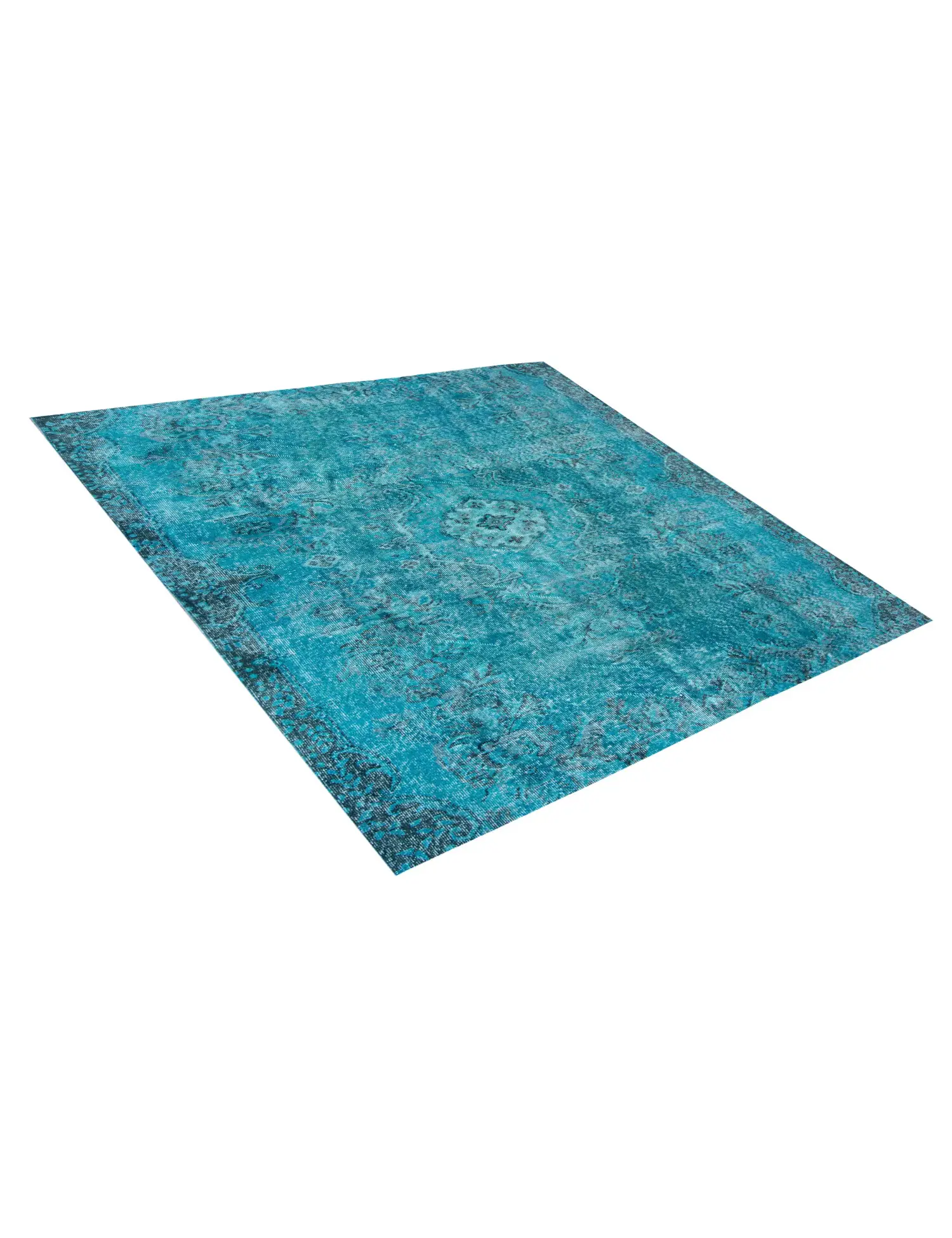 Türkis Türkei Vintage Teppich 168 x 168 cm - Einzigartiger handgefertigter Teppich