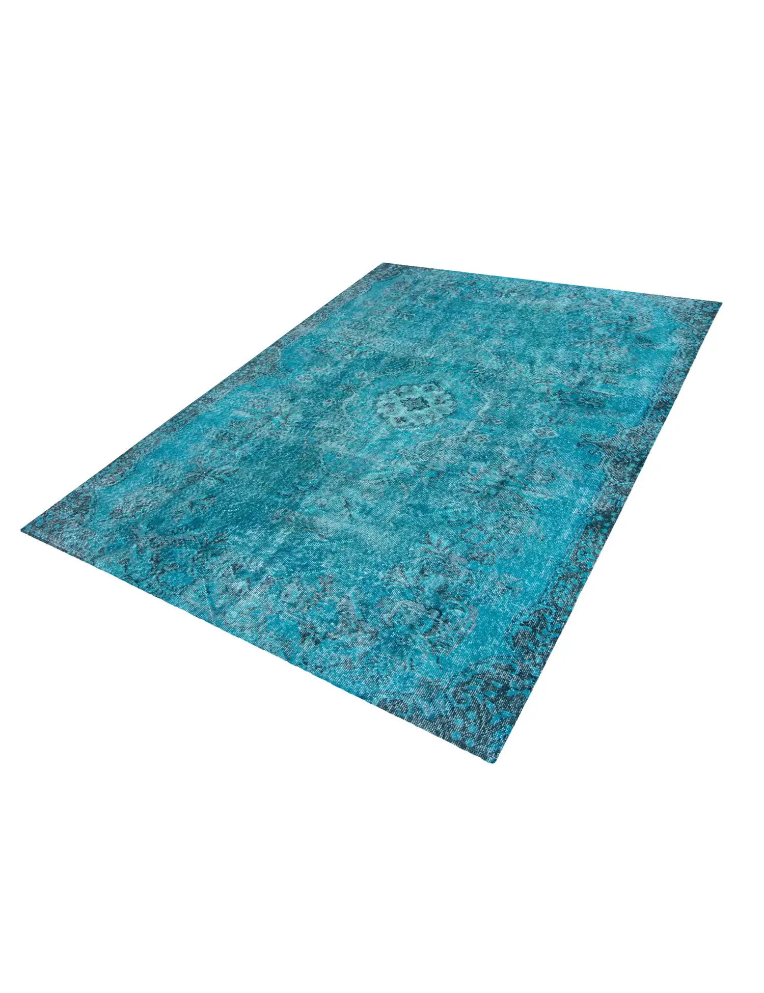 Türkis Türkei Vintage Teppich 240 x 168 cm - Einzigartiger handgefertigter Teppich