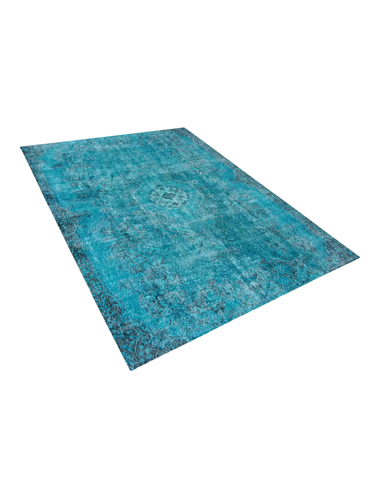 Türkis Türkei Vintage Teppich 240 x 168 cm - Einzigartiger handgefertigter Teppich