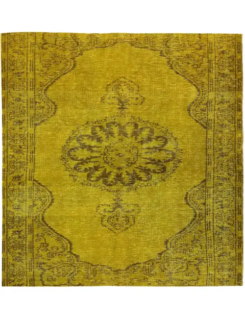 Gul Turkiet vintage matta 142 x 142 cm