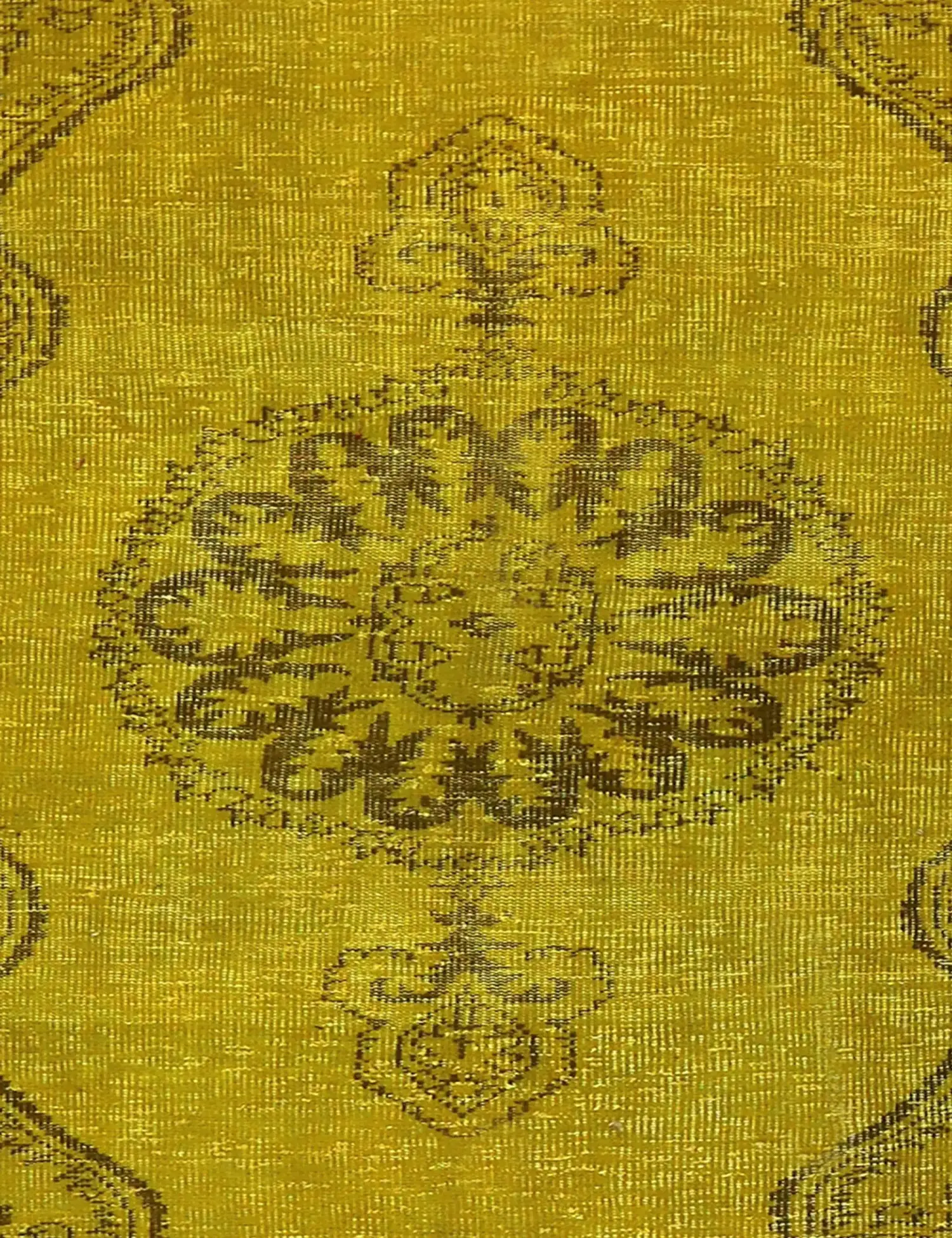 Yellow Turkey Vintage Carpet 142 x 142 cm - Unique Handmade Carpet