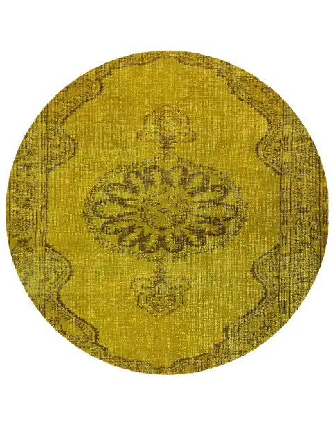Gelb Türkei Vintage Teppich 142 x 142 cm