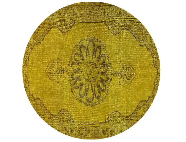 Gelb Türkei Vintage Teppich 142 x 142 cm
