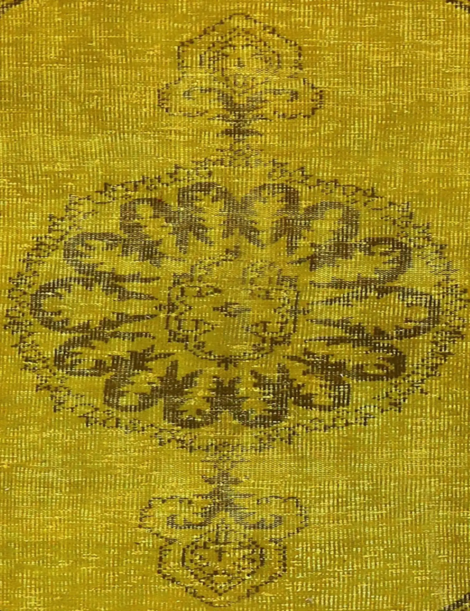 Gelb Türkei Vintage Teppich 142 x 142 cm - Einzigartiger handgefertigter Teppich