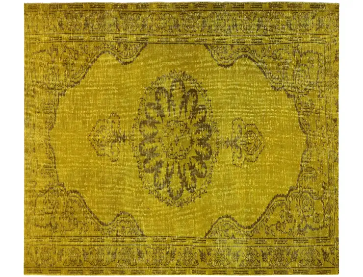 Gelb Türkei Vintage Teppich 200 x 142 cm