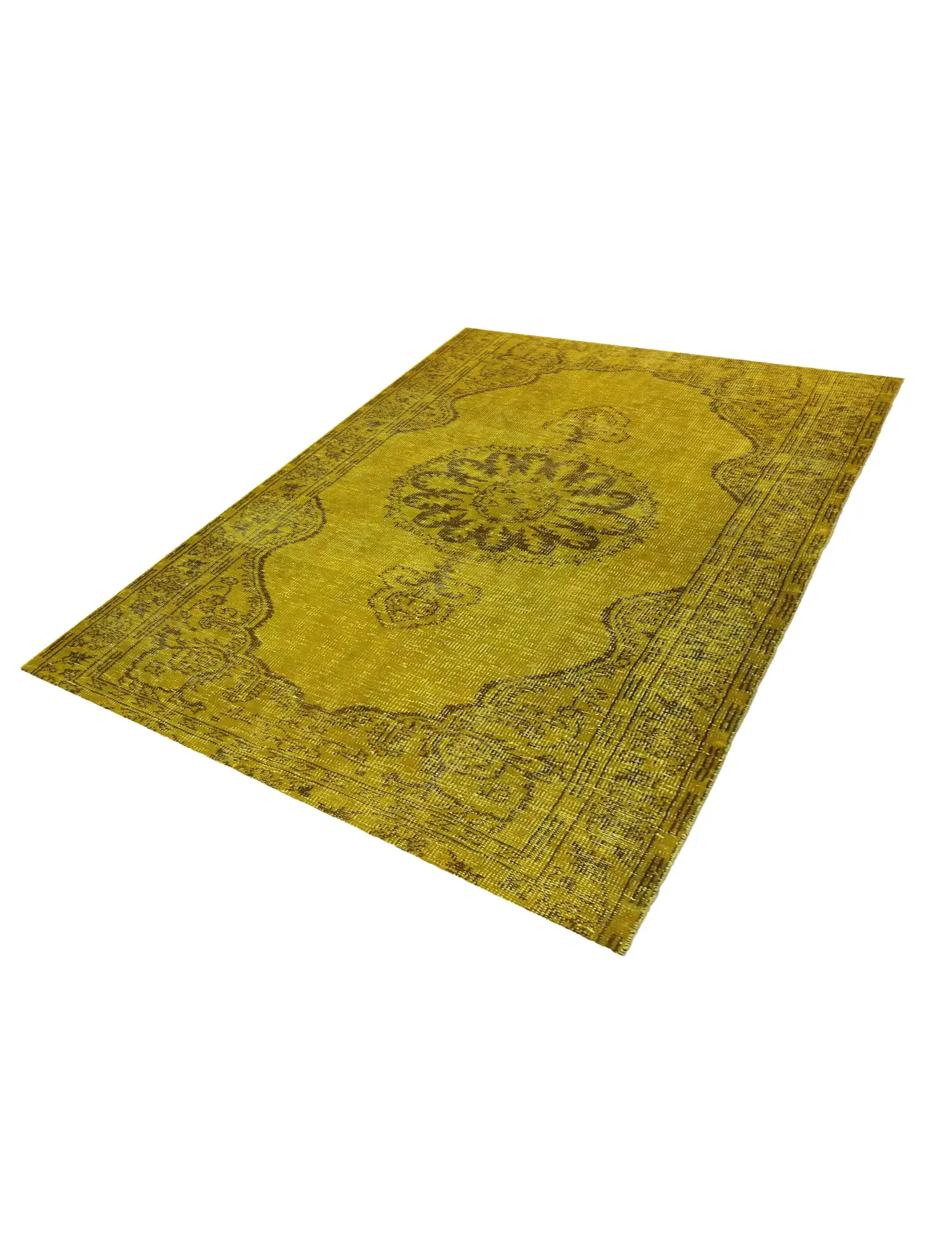 Gelb Türkei Vintage Teppich 200 x 142 cm - Einzigartiger handgefertigter Teppich