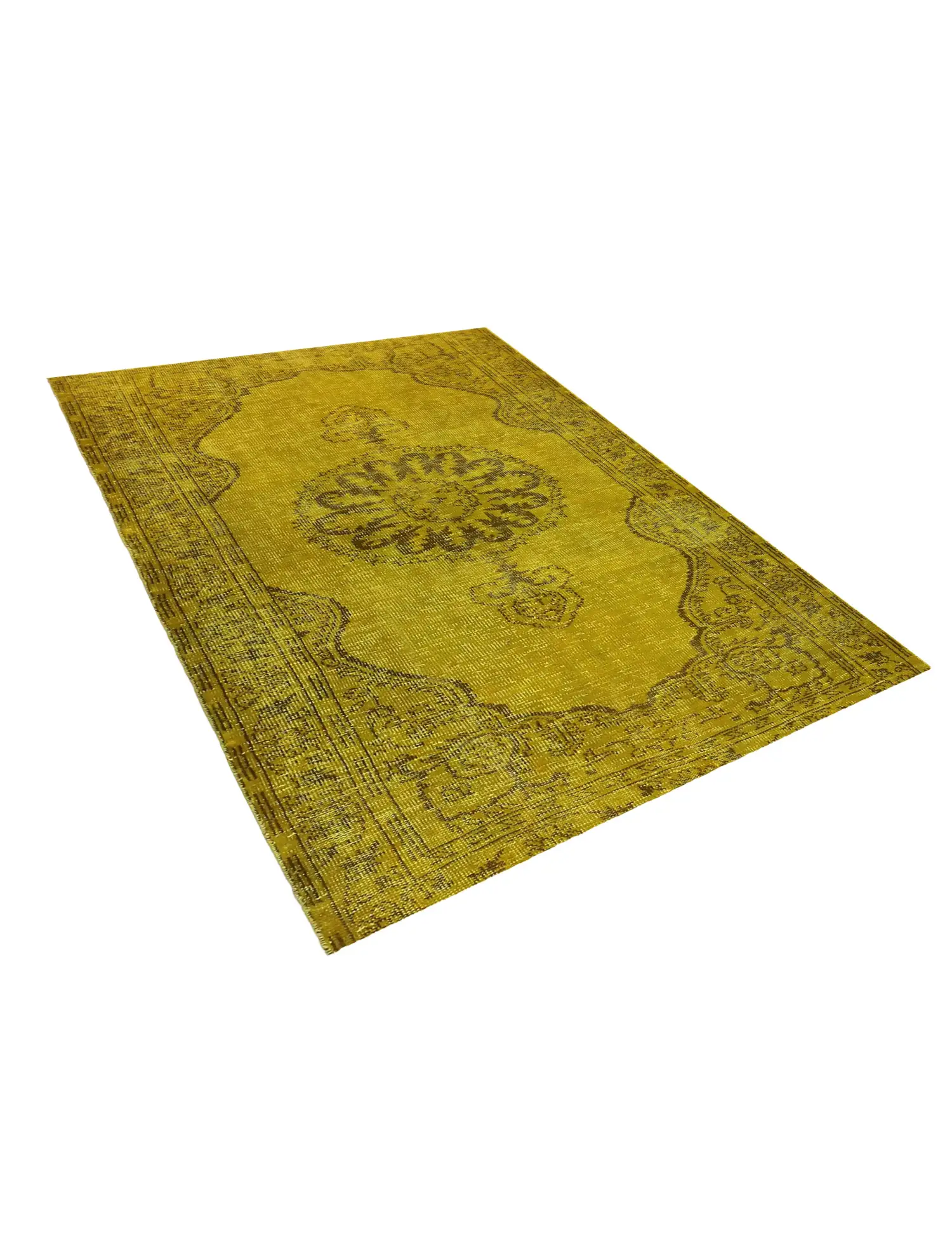 Gelb Türkei Vintage Teppich 200 x 142 cm - Einzigartiger handgefertigter Teppich