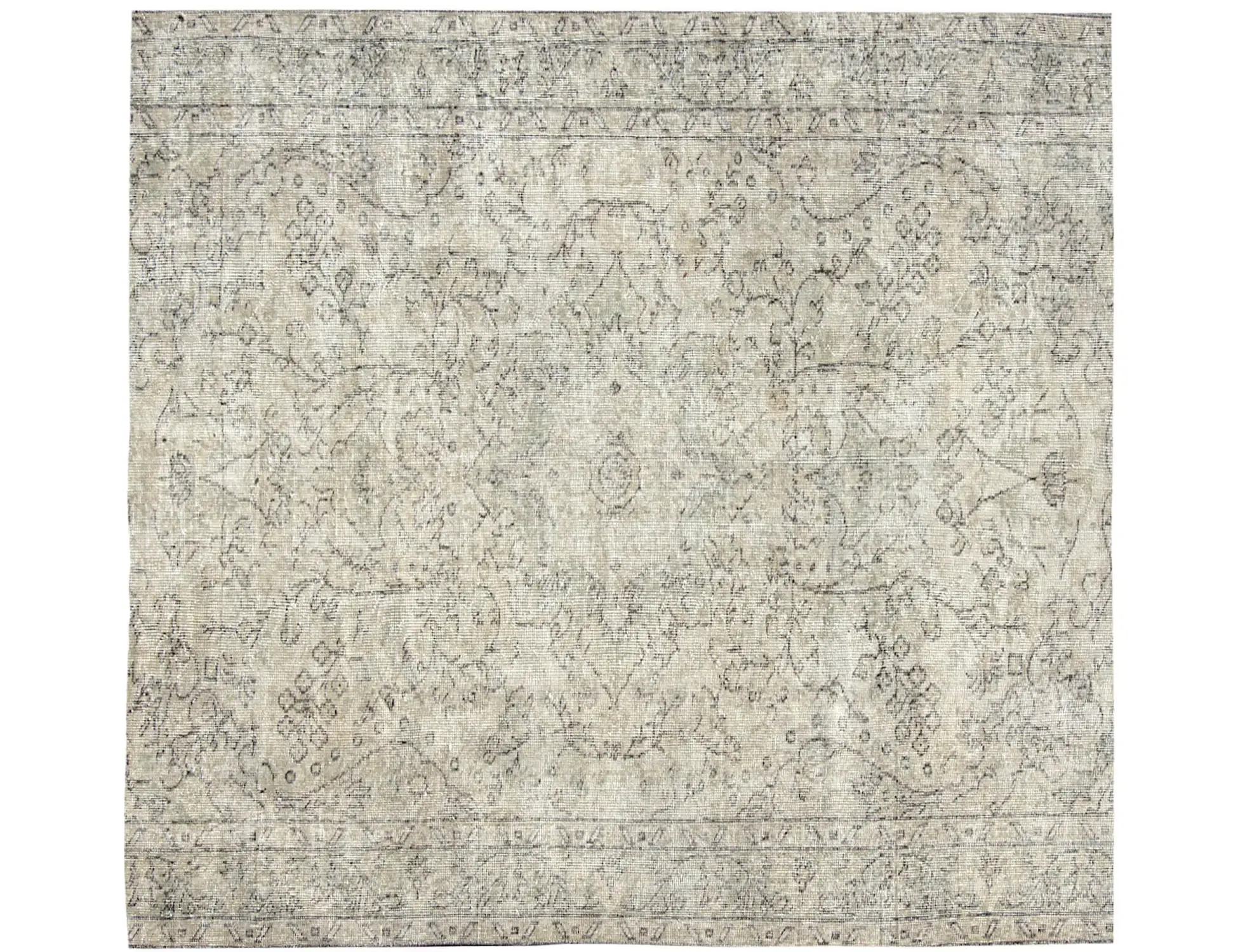 Beige Türkei Vintage Teppich 160 x 160 cm