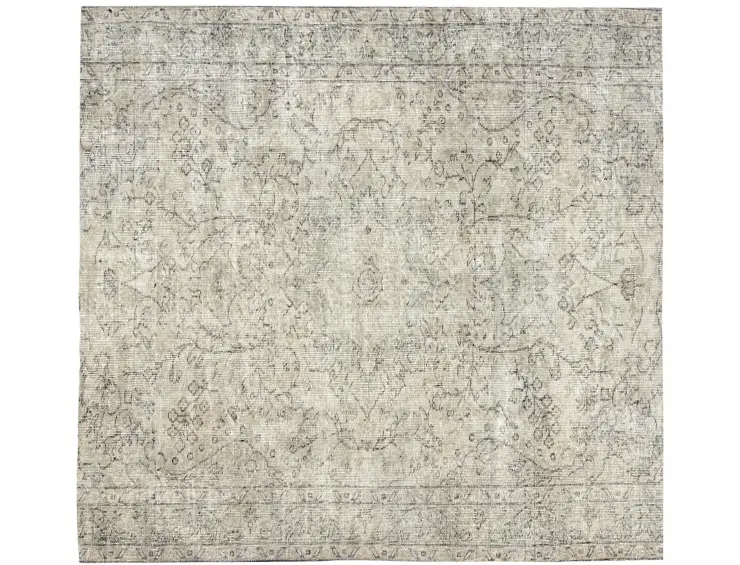 Beige Türkei Vintage Teppich 160 x 160 cm