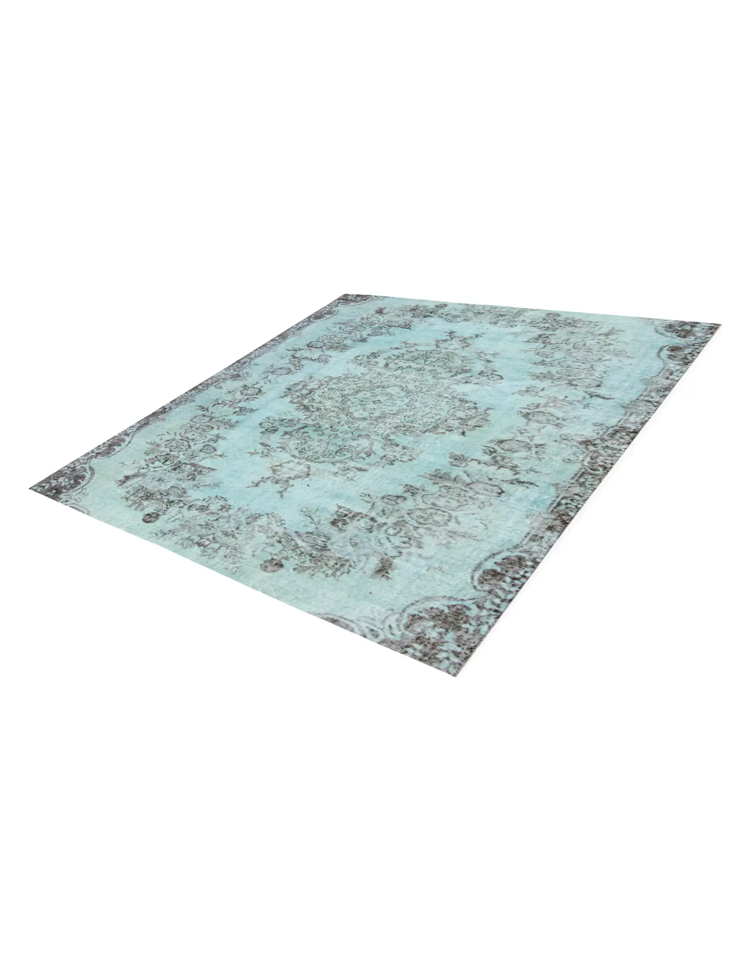 Blau Türkei Vintage Teppich 163 x 163 cm - Einzigartiger handgefertigter Teppich
