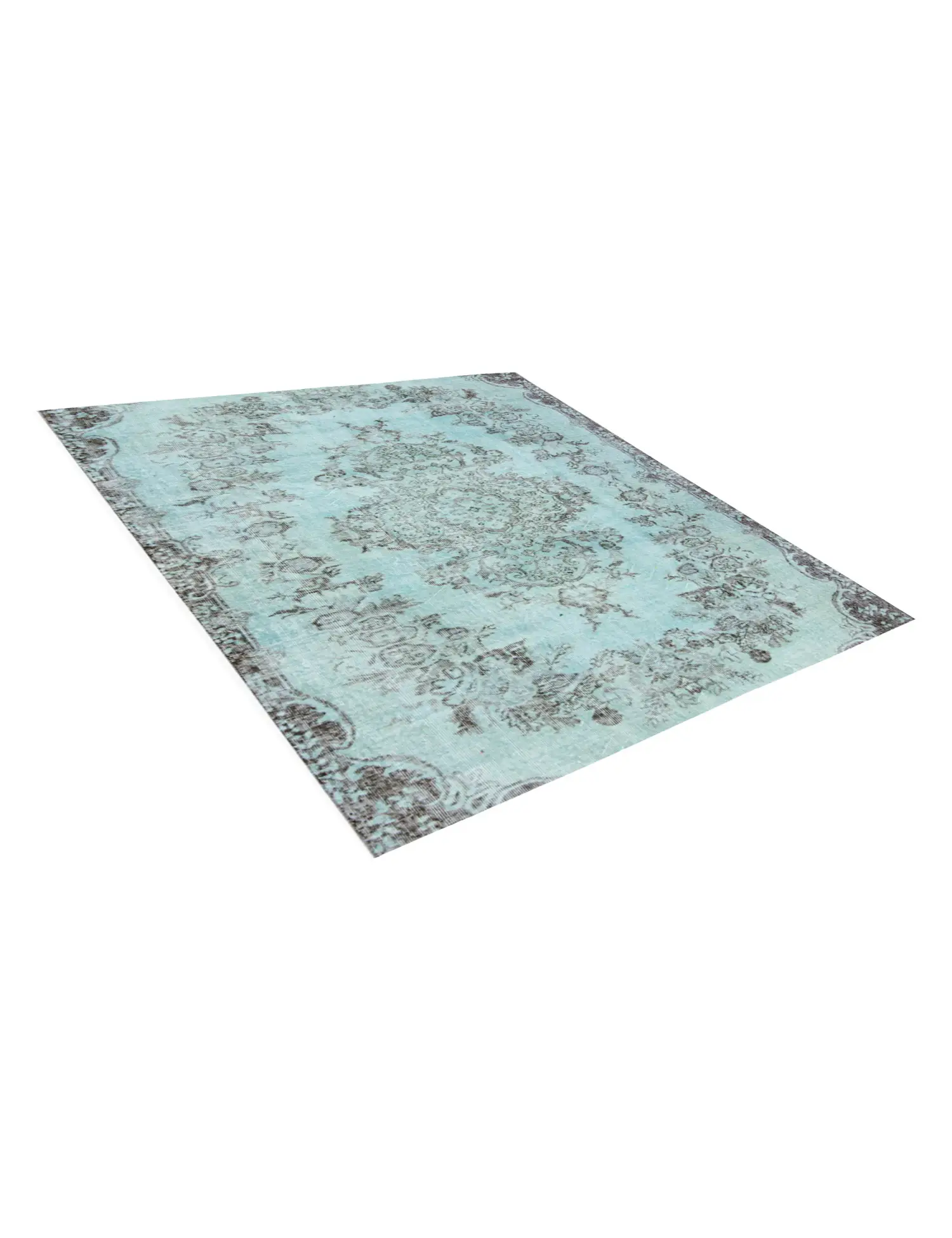Blau Türkei Vintage Teppich 163 x 163 cm - Einzigartiger handgefertigter Teppich