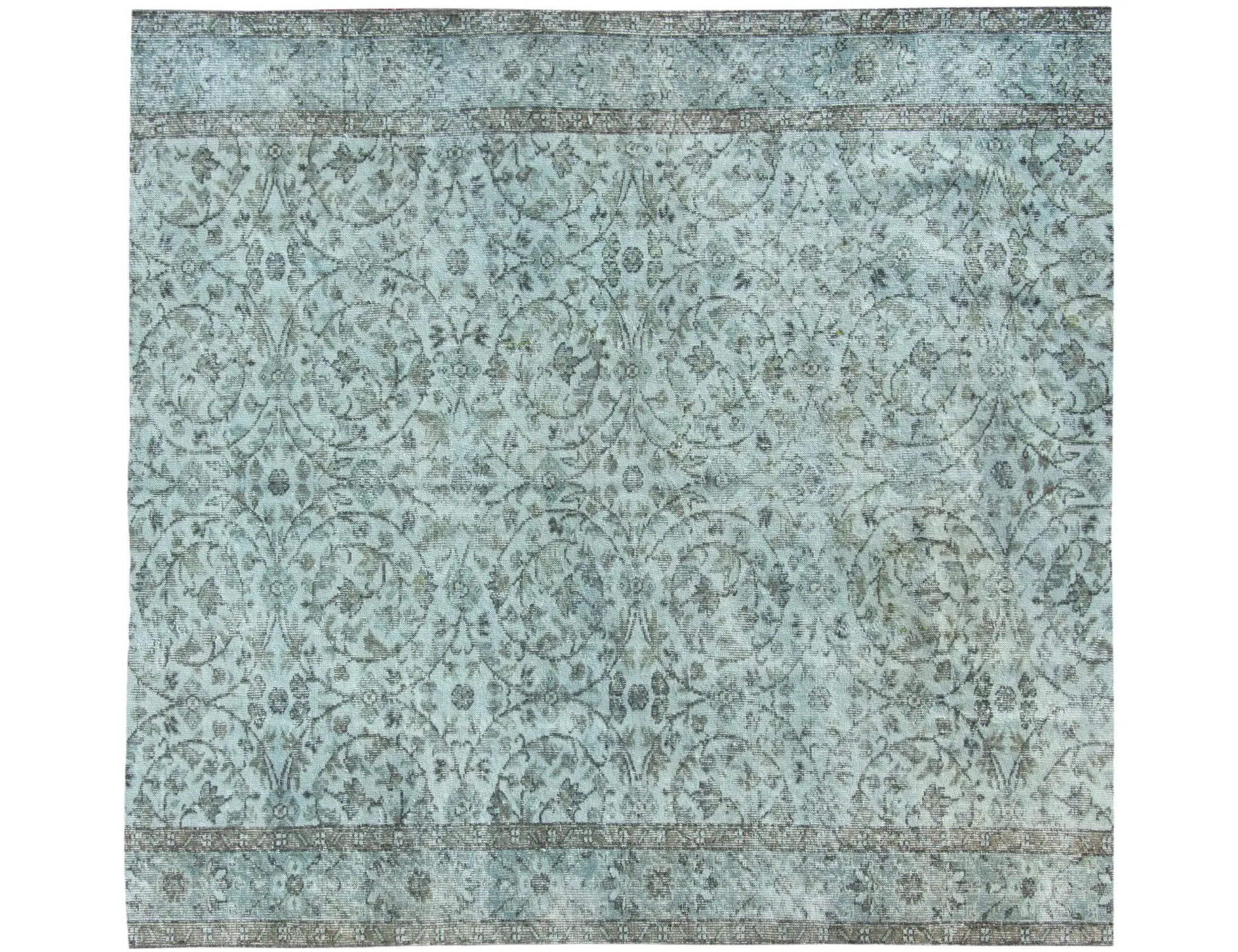 Blau Türkei Vintage Teppich 172 x 172 cm - Einzigartiger handgefertigter Teppich