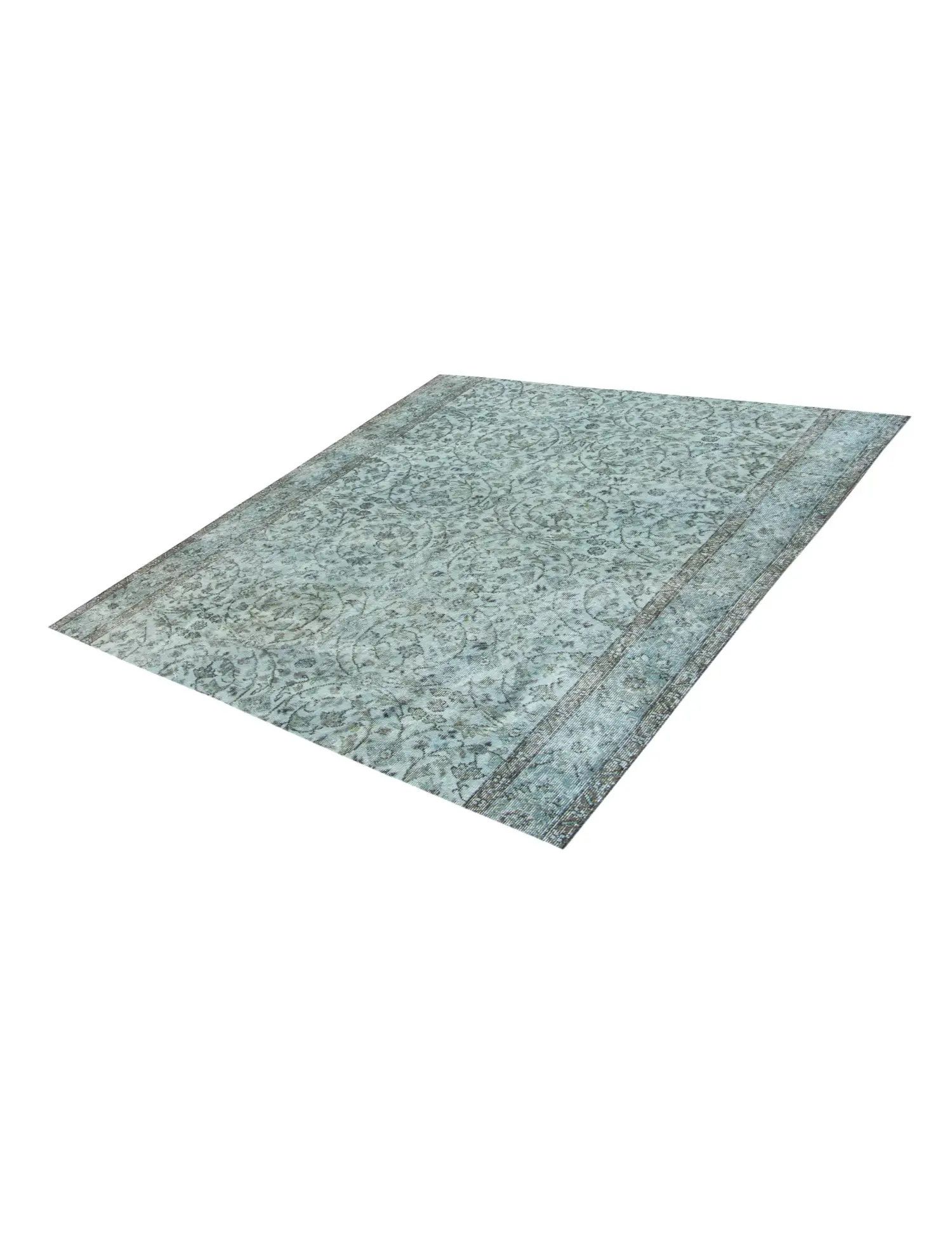 Blau Türkei Vintage Teppich 172 x 172 cm - Einzigartiger handgefertigter Teppich