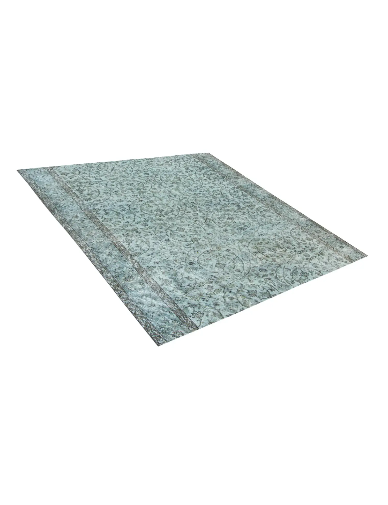 Blau Türkei Vintage Teppich 172 x 172 cm - Einzigartiger handgefertigter Teppich