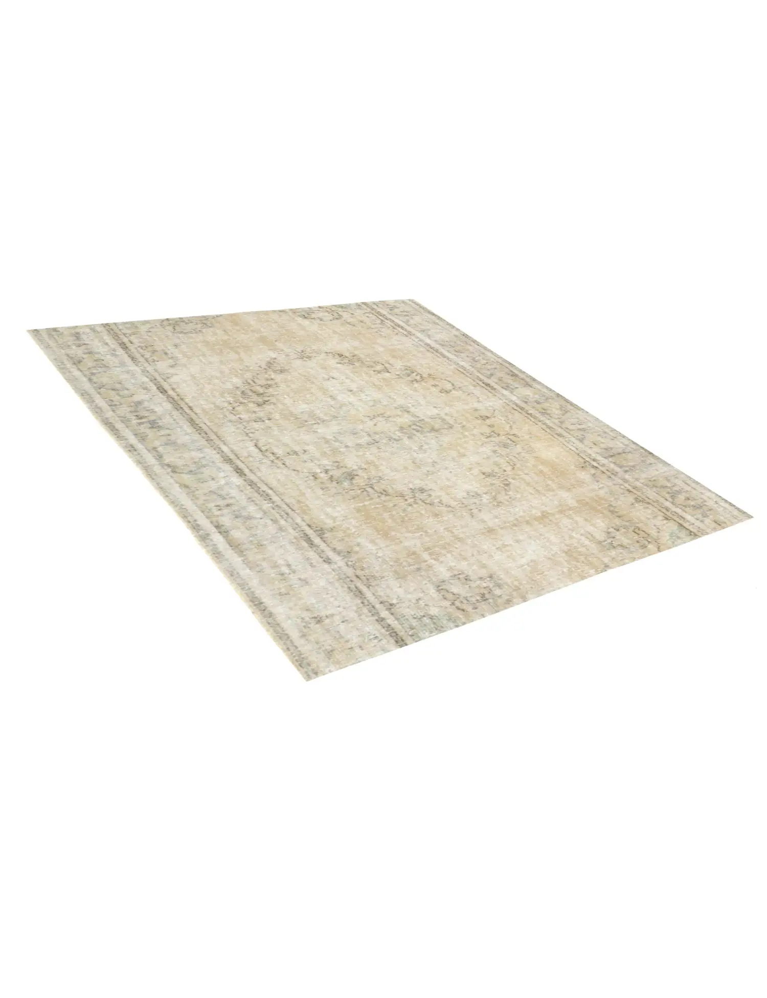 Beige Türkei Persischer Vintage Teppich 162 x 162 cm - Einzigartiger handgefertigter Teppich