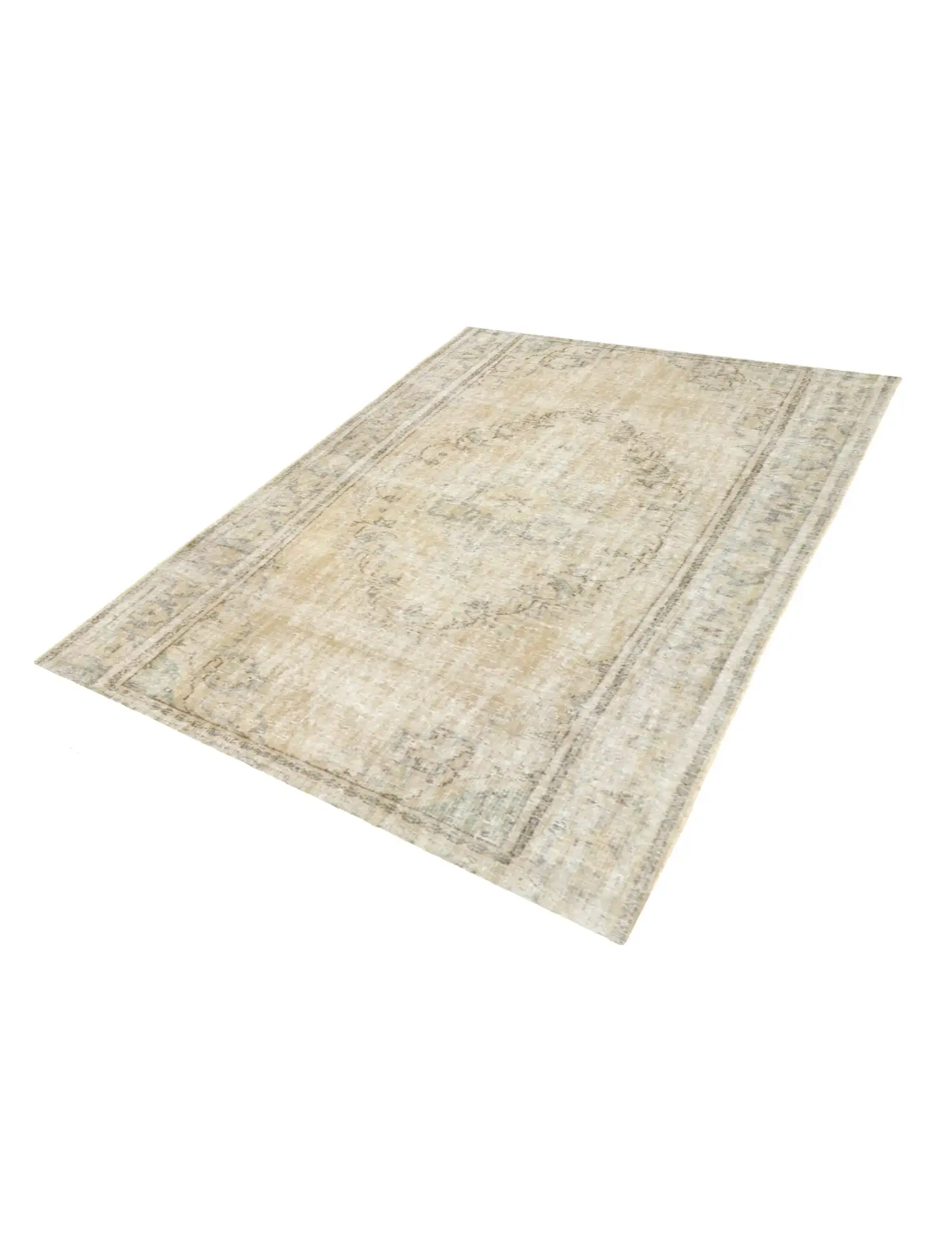 Beige Türkei Persischer Vintage Teppich 240 x 162 cm - Einzigartiger handgefertigter Teppich
