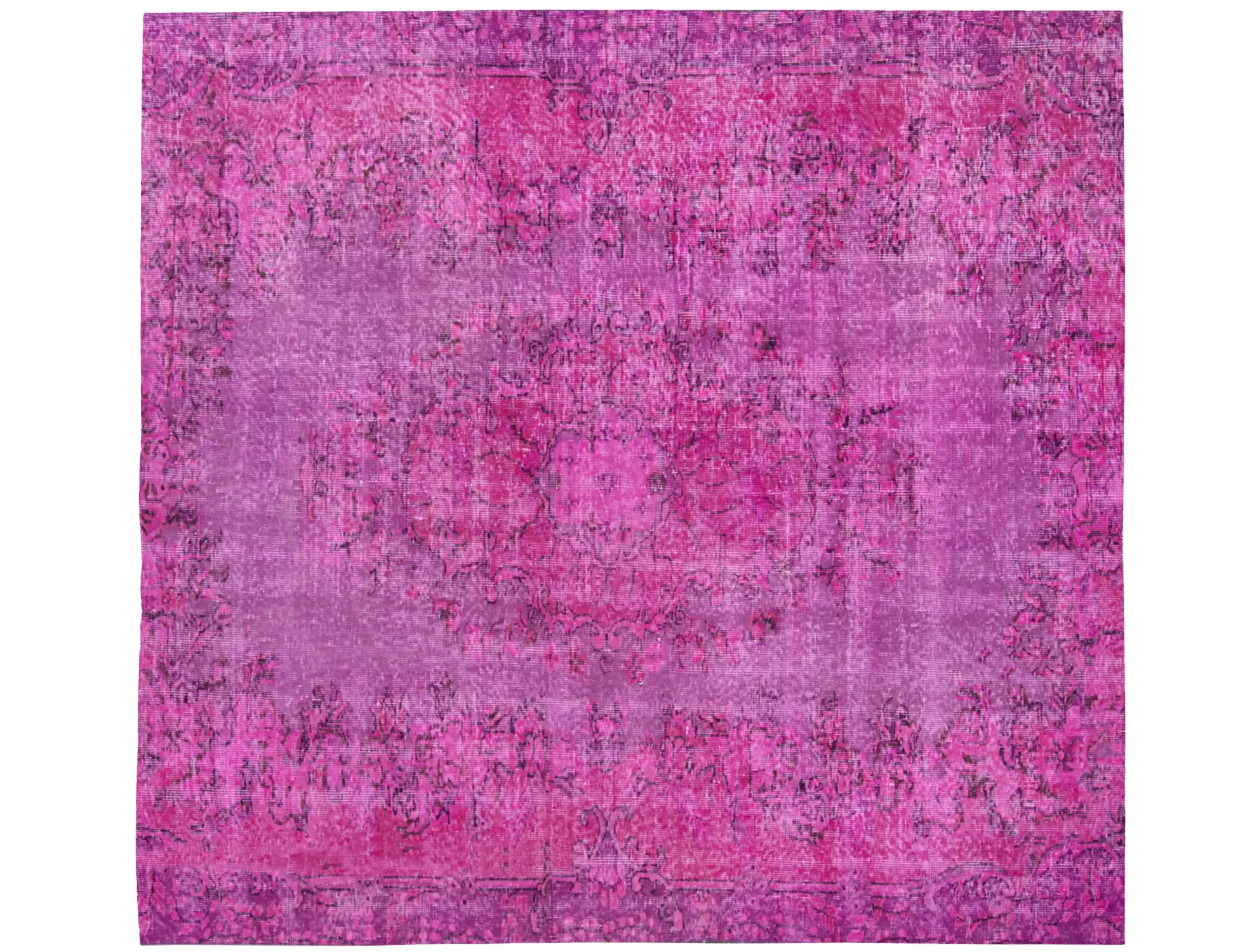 Lila Türkei Vintage Teppich 192 x 192 cm - Einzigartiger handgefertigter Teppich