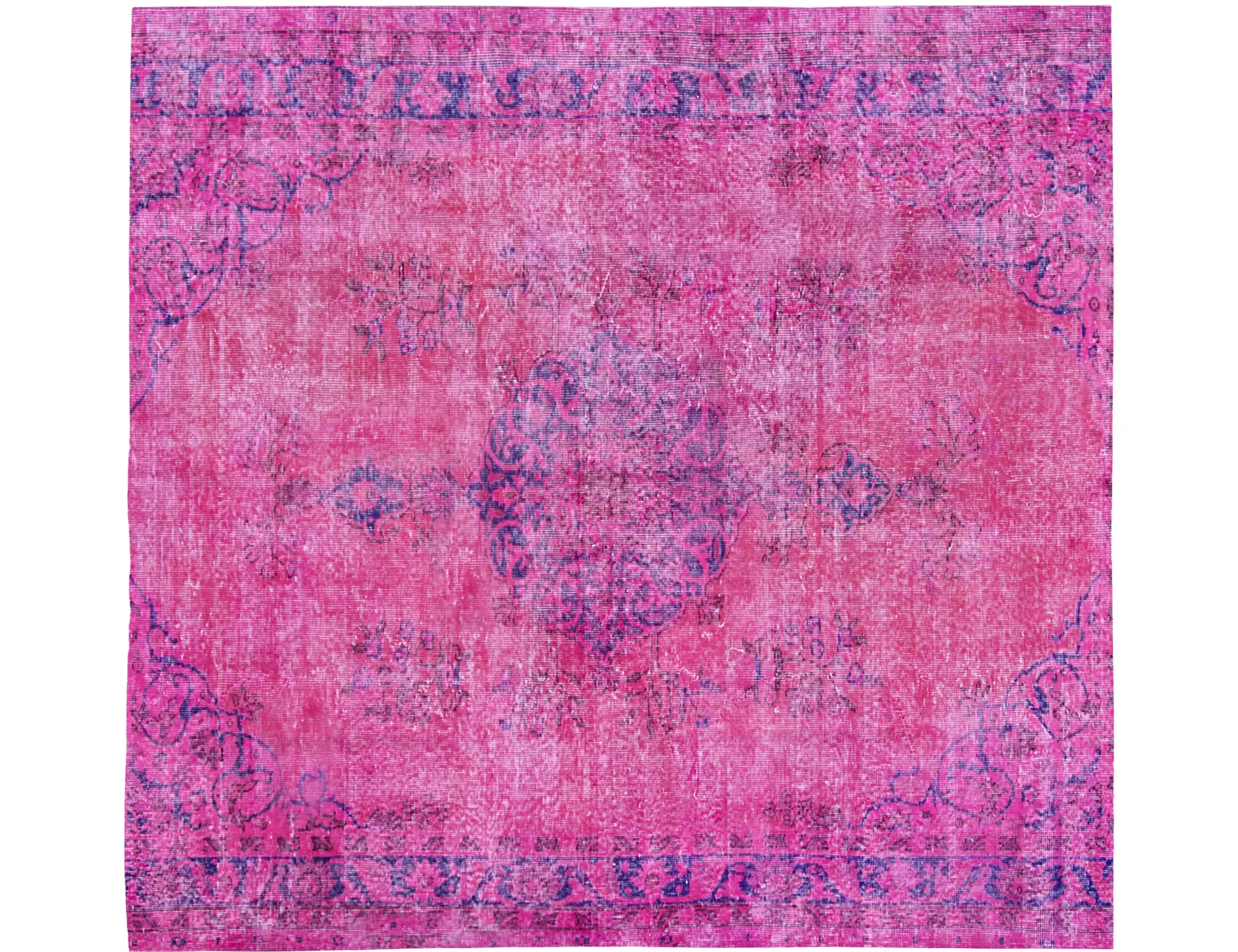 Rosa Türkei Vintage Teppich 180 x 180 cm - Einzigartiger handgefertigter Teppich